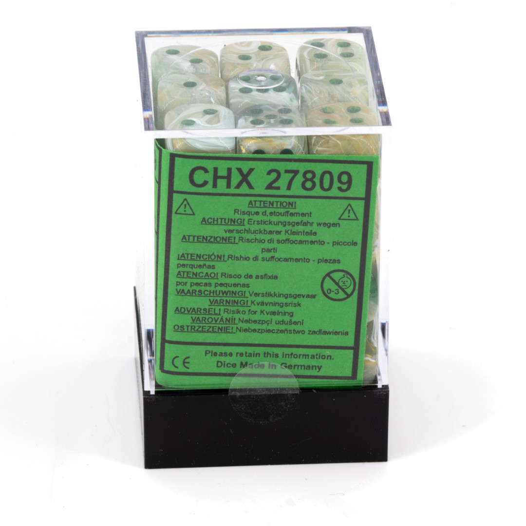 Marble  Grün / Dunkelgrün 12mm W6 Würfel Set (36 Würfel)