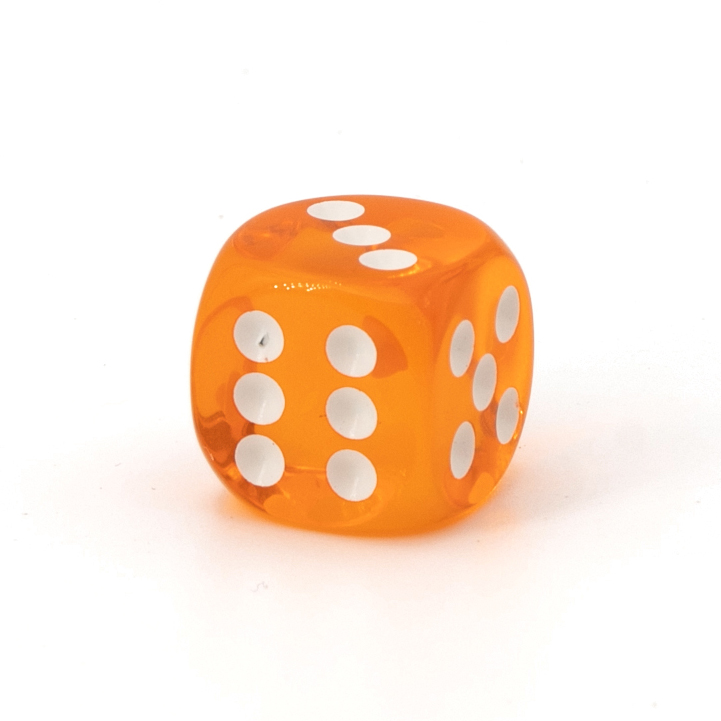 14mm W6 Würfel in orange / weiß
