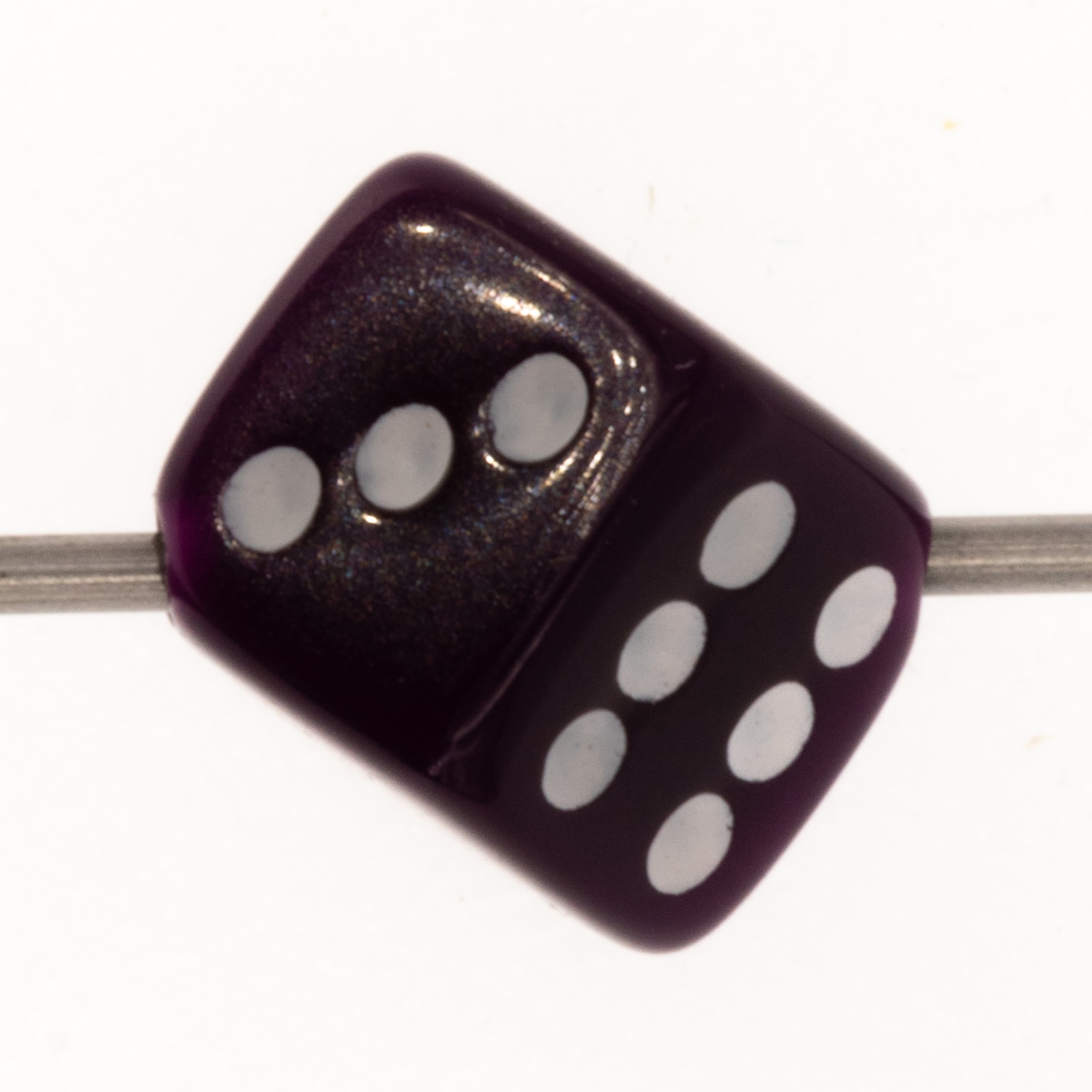  5mm Dice bead - brown / white Opaque, in