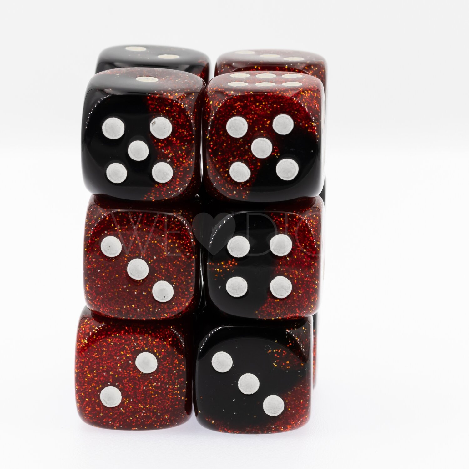 {effekt} glitzer rot schwarz / gold 18mm W6 Set (12 Stück)