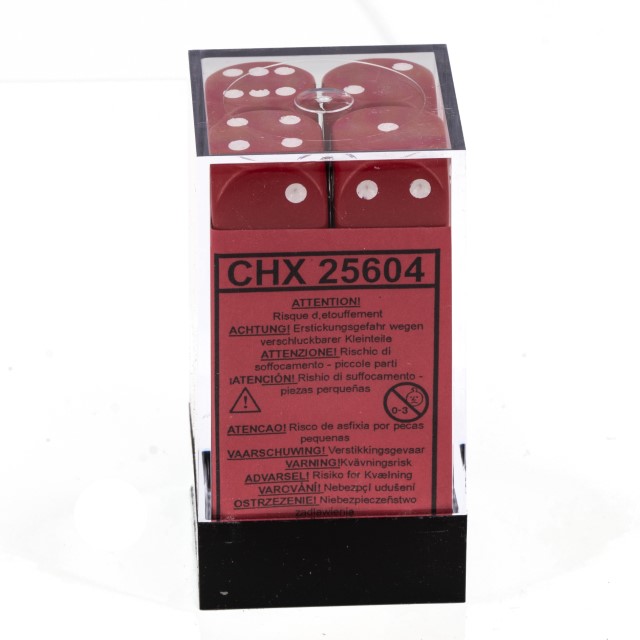 Satt rot / weiß 16mm W6 Würfel Set (12 Würfel)