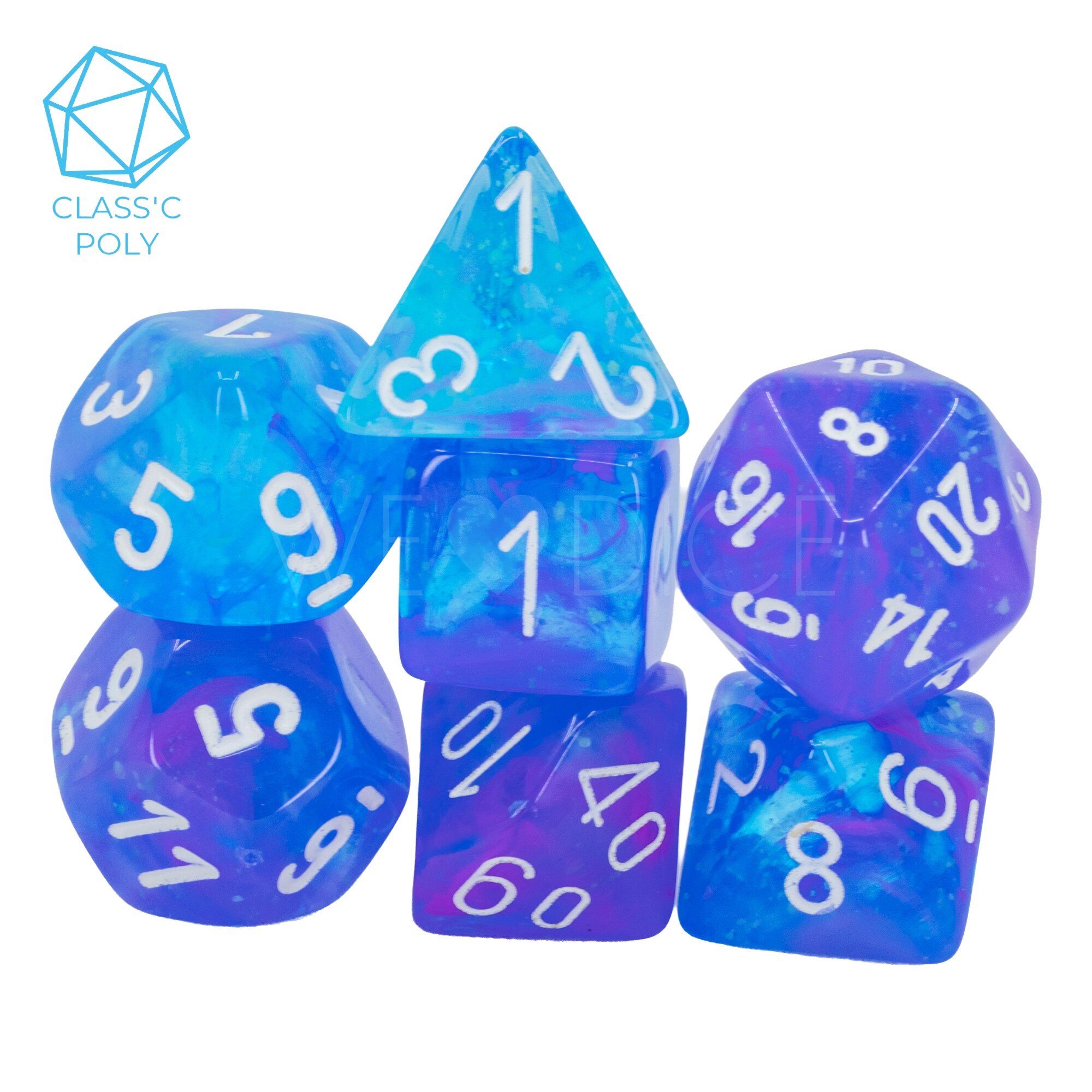 Nebula® Polyhedral aura / weiß 7-Würfel Set