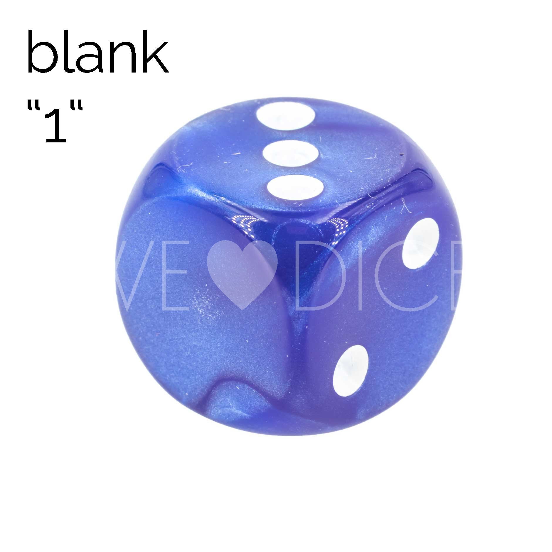 16mm Dice in blue / white Silk no "6"