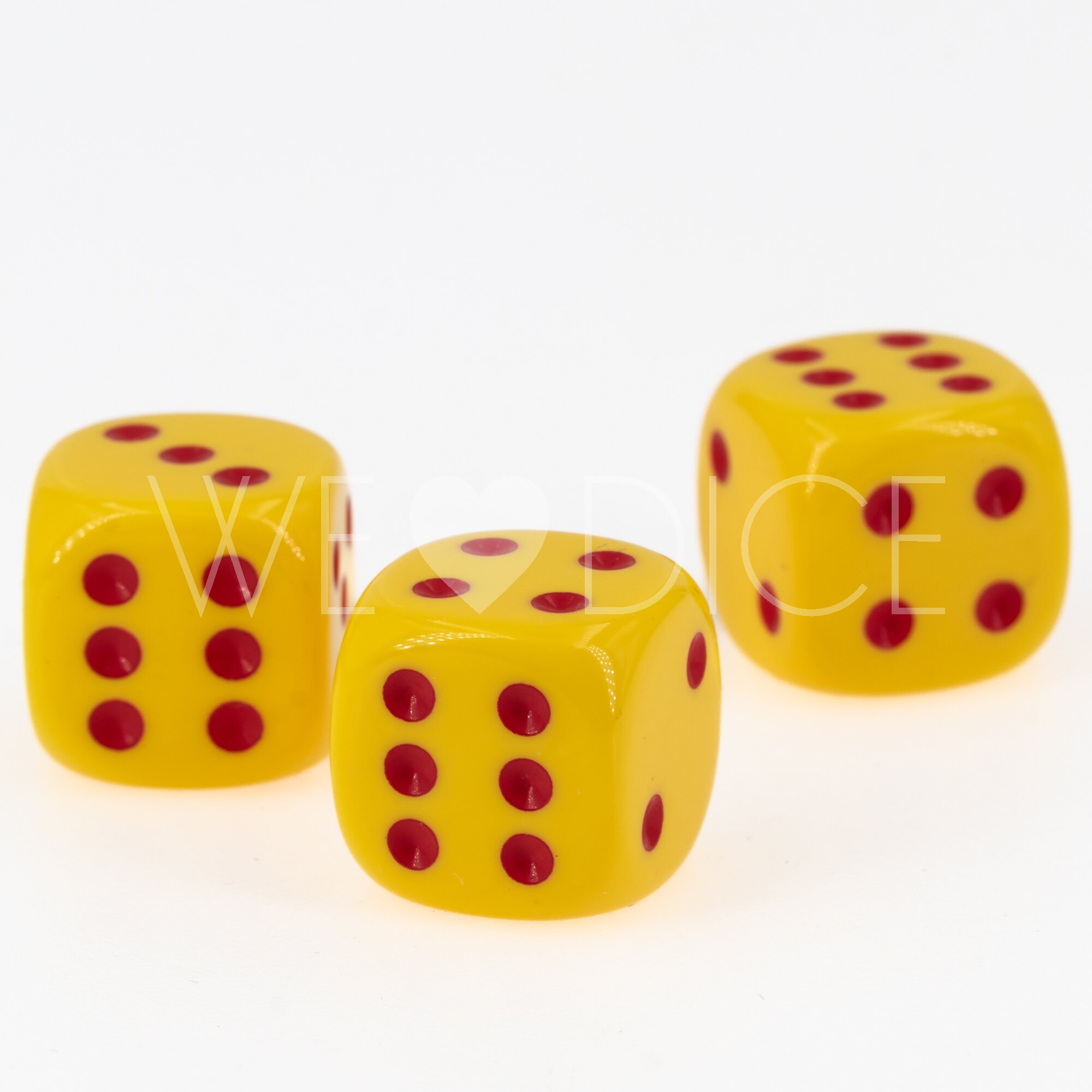 16mm  D6 Dice in yellow / red 