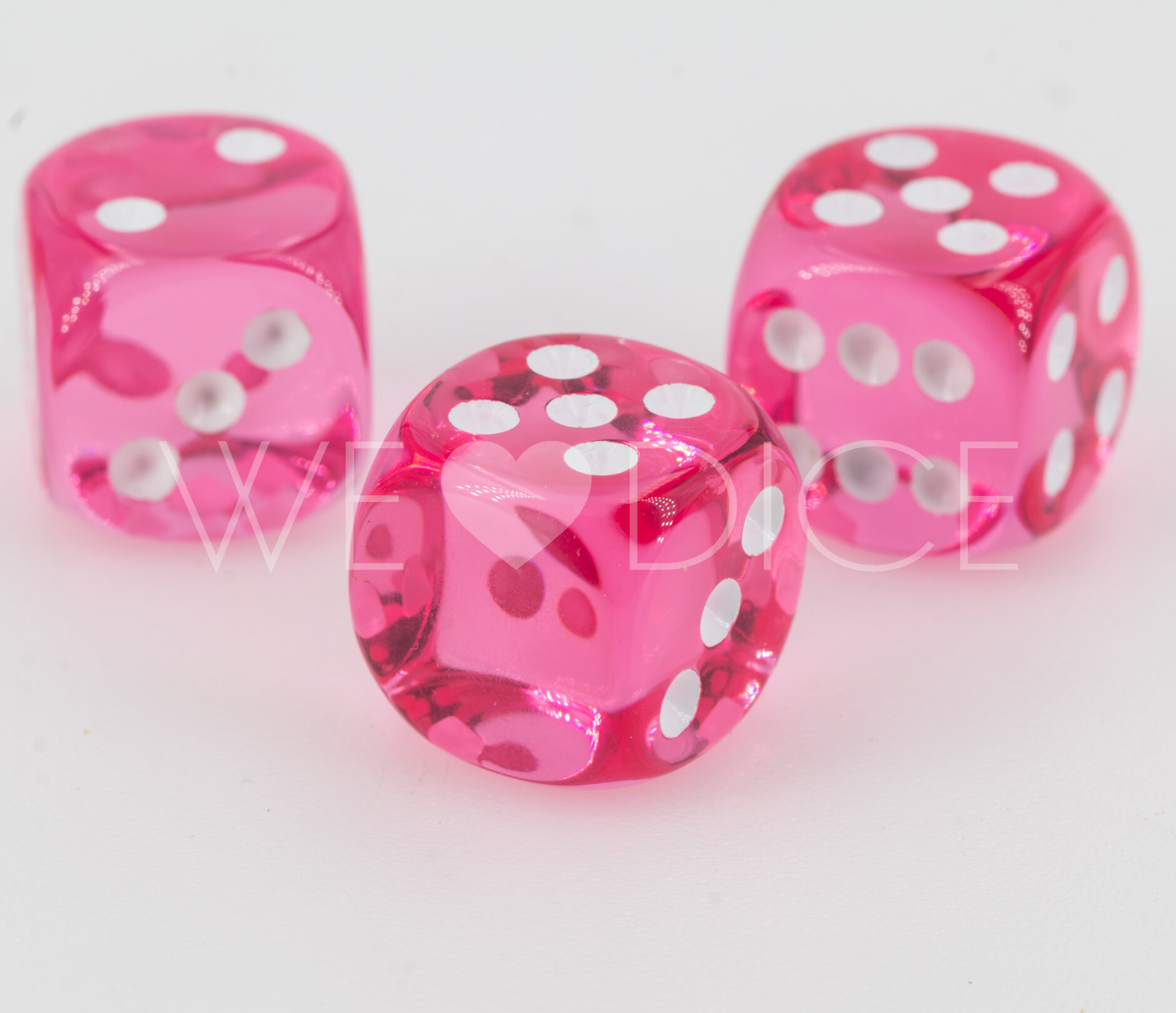 16mm Dice in pink / white Translucent no "6"