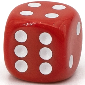 35mm W6 Würfel in rot / weiß