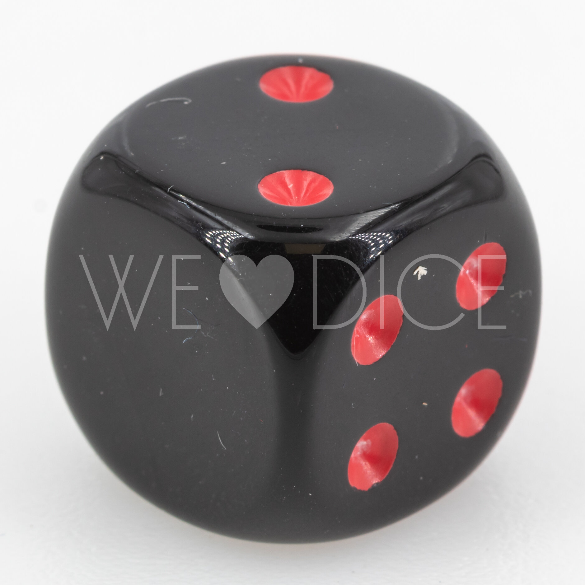 16mm Dice in black / red  Opaque no "6"