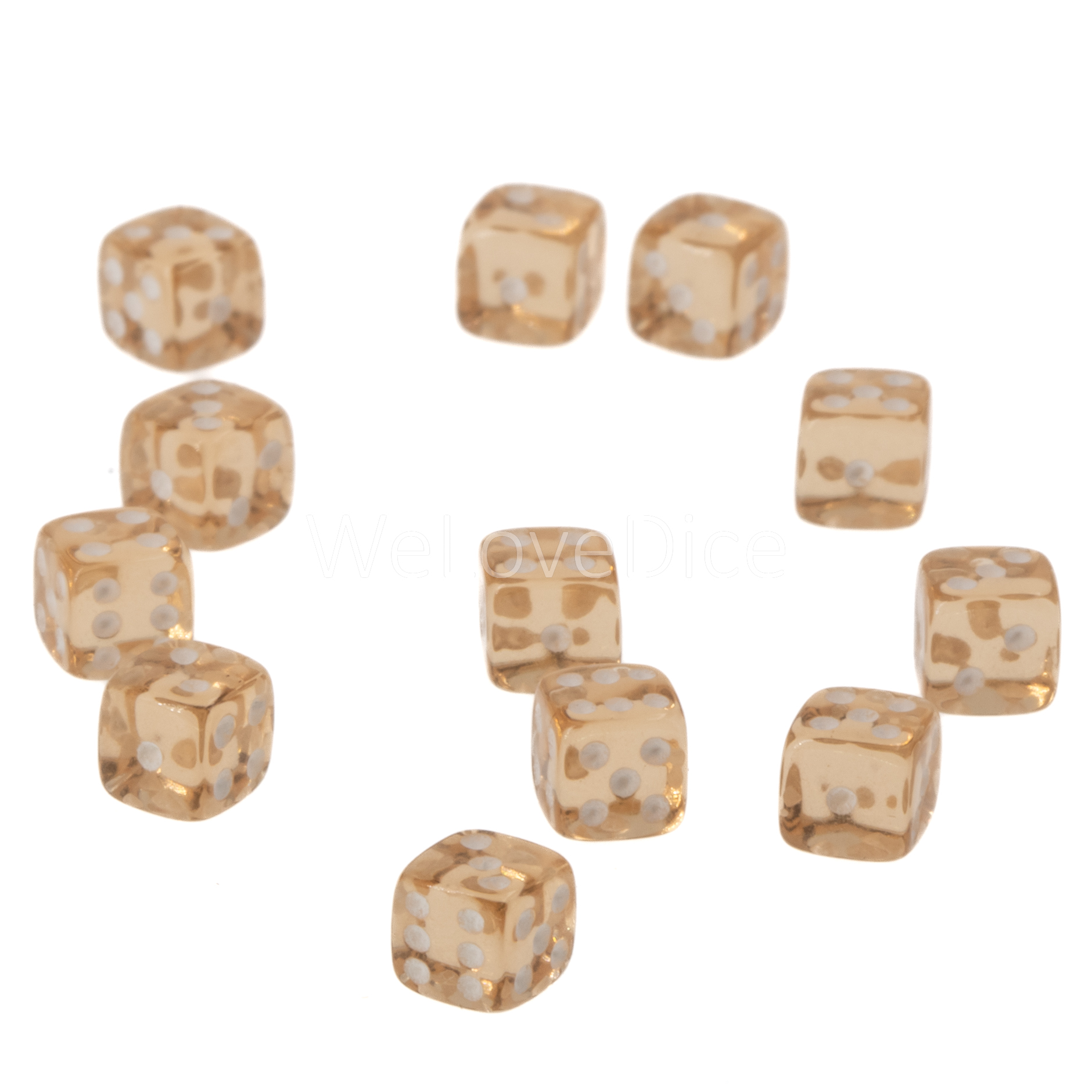 5mm  D6 Dice in camel brown / white Translucent