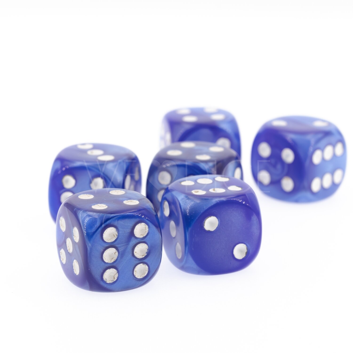 16mm  D6 Dice in blue / white