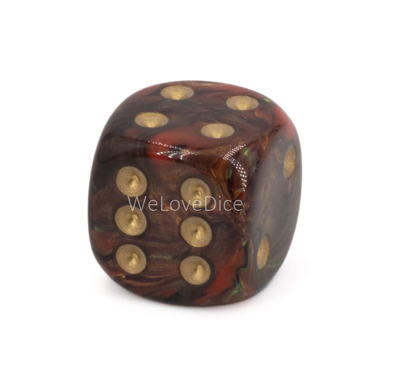 16mm  D6 Dice in redgold / gold