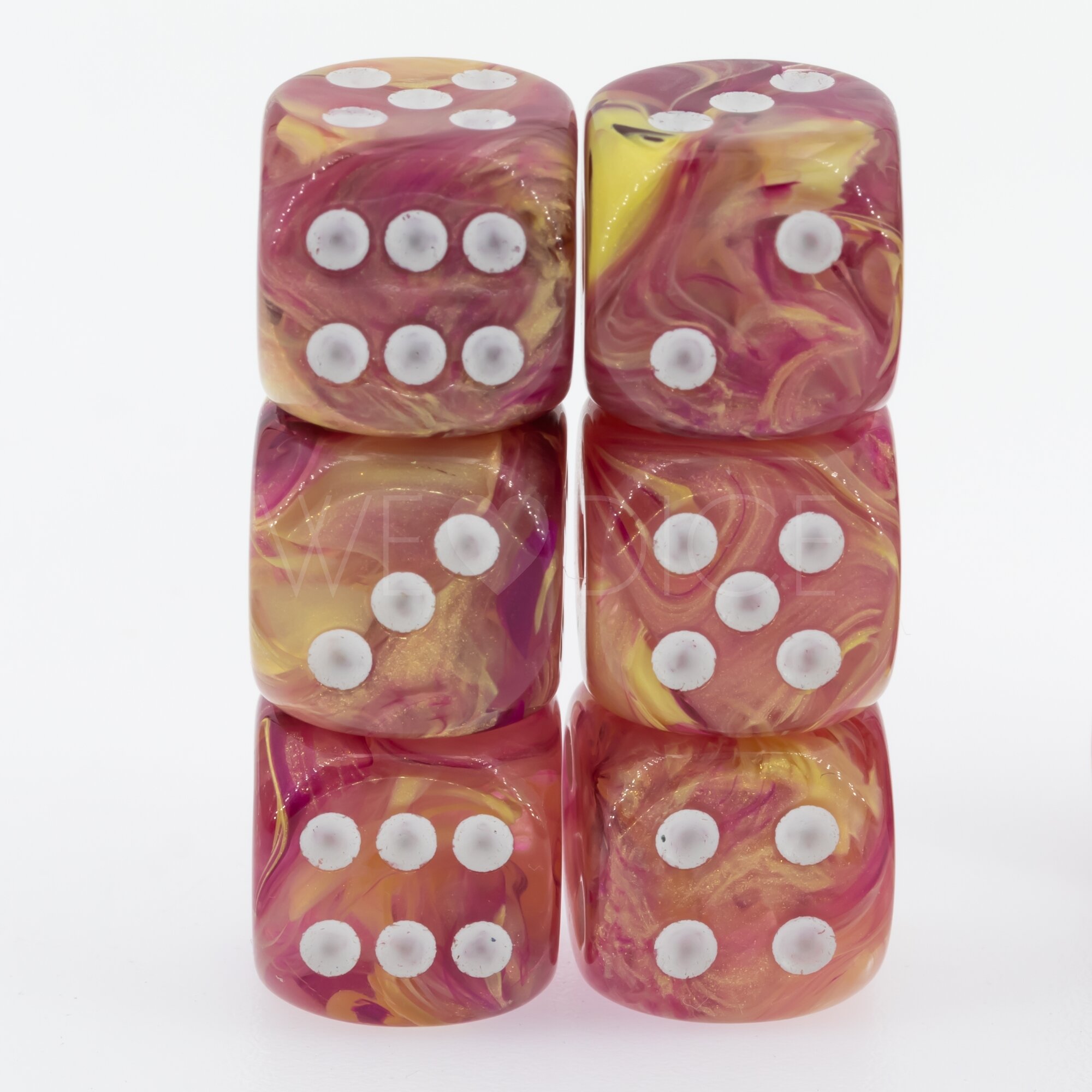 Aurelia amethyst / white  16mm D6 Dice Set  (12Pcs)