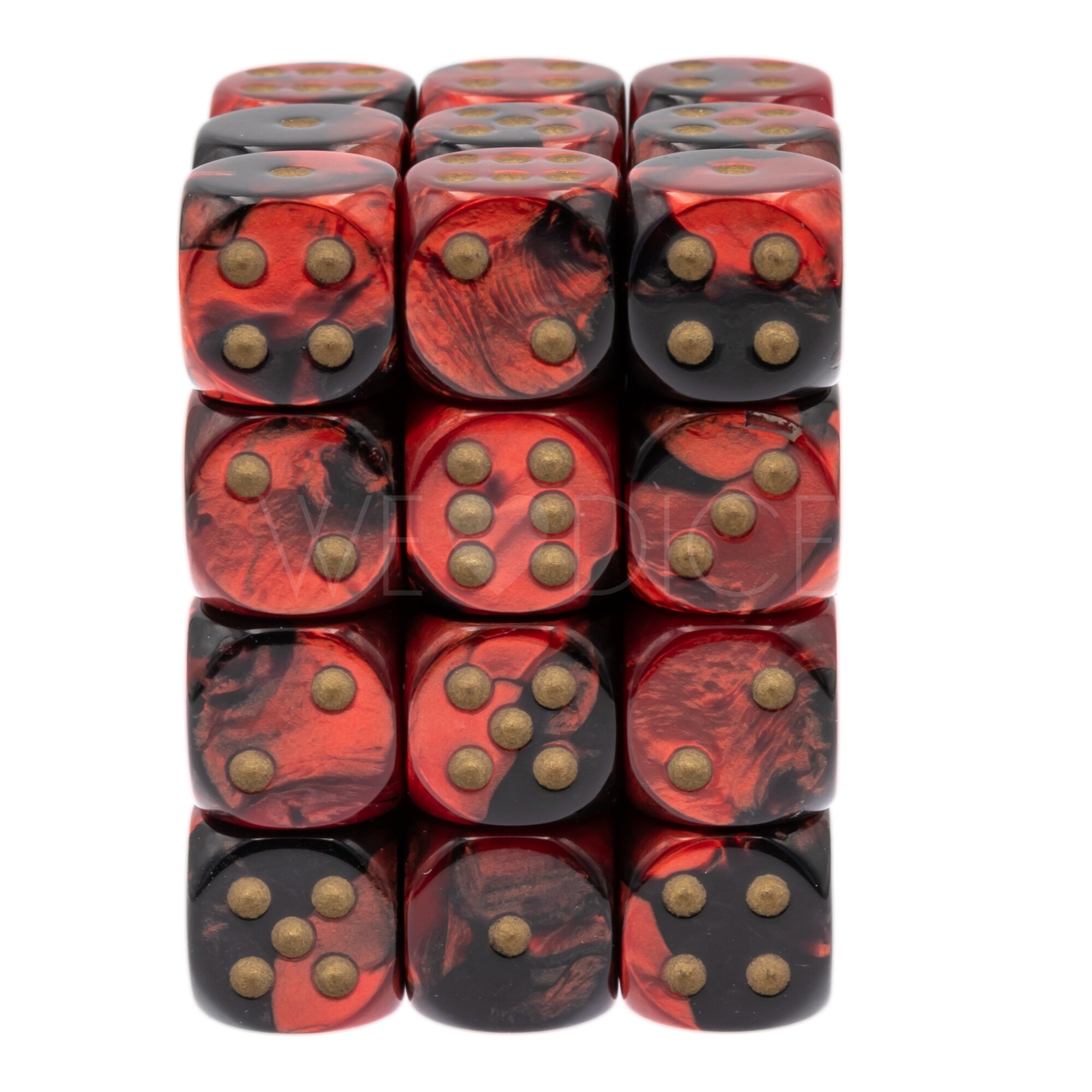 Gemini® Schwarz-Rot / gold 12mm W6 Würfel Set (36 Würfel)