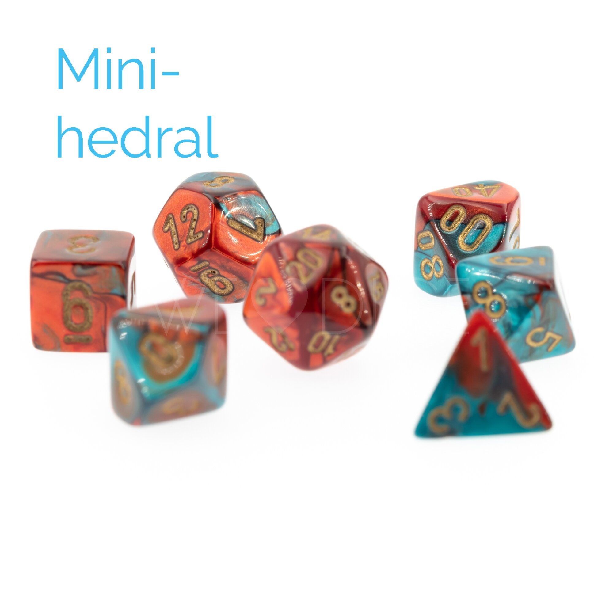 Gemini® Mini-hedral Polyhedral Red-Teal with gold 7-DieSet