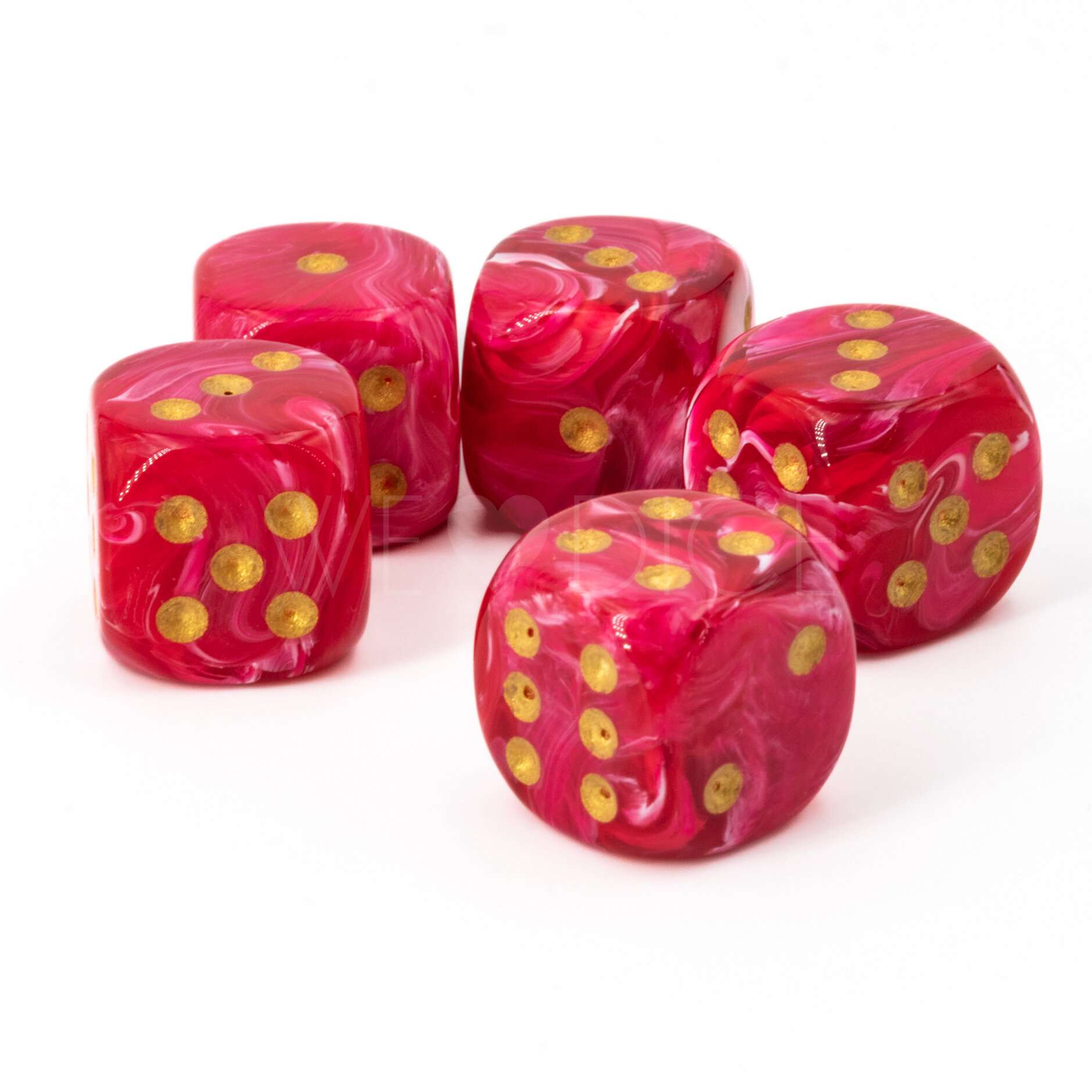 16mm W6 Würfel in Maro persisches Rot / weiss