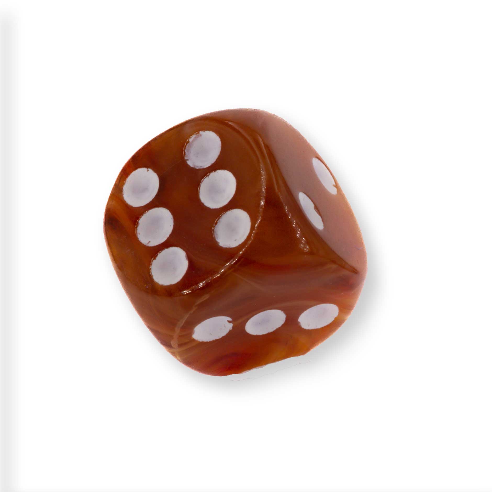 16mm  D6 Dice in caramel brown / white Marbled