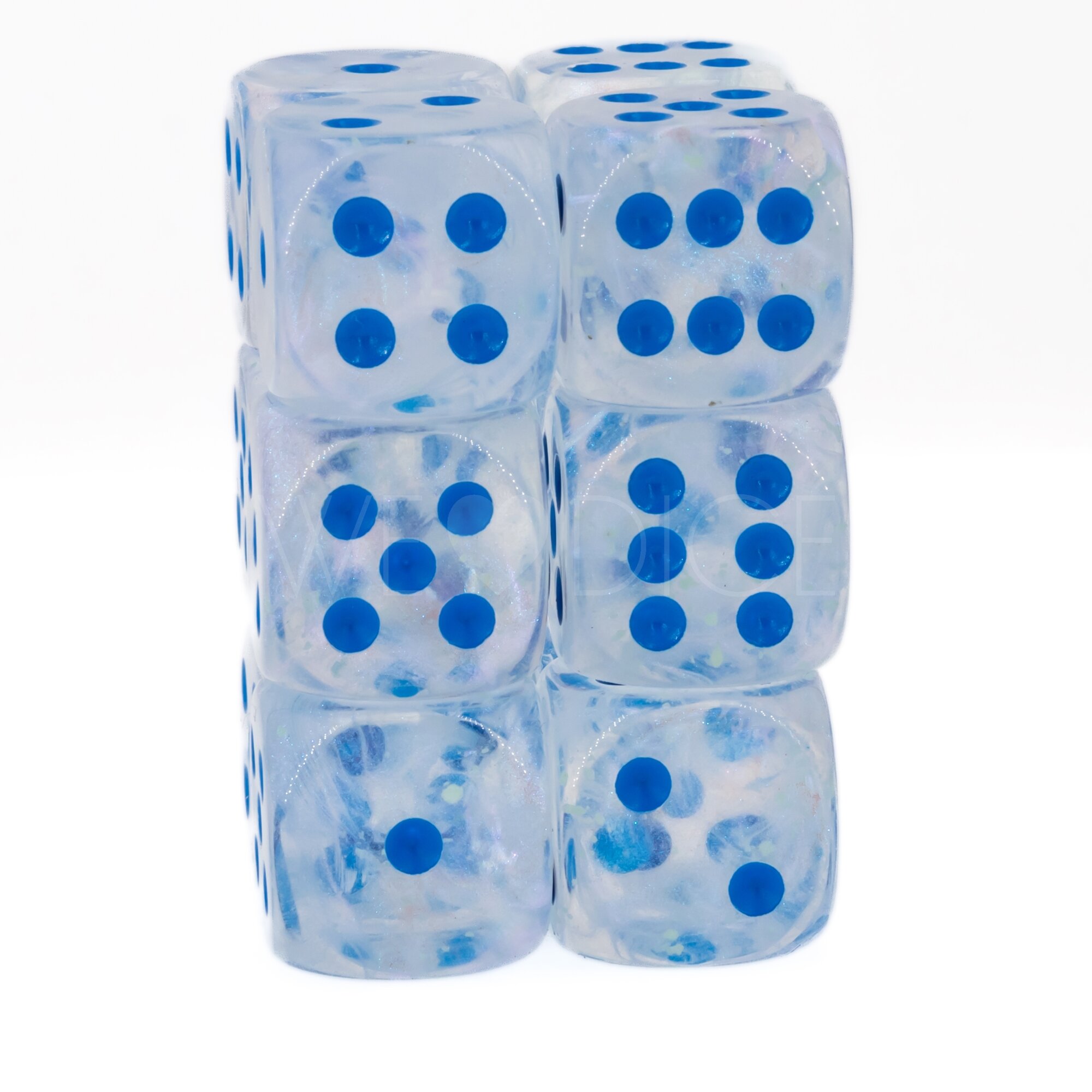 Borealis® Icicle™ / hellblau 16mm W6 Würfel Set (12 Würfel)