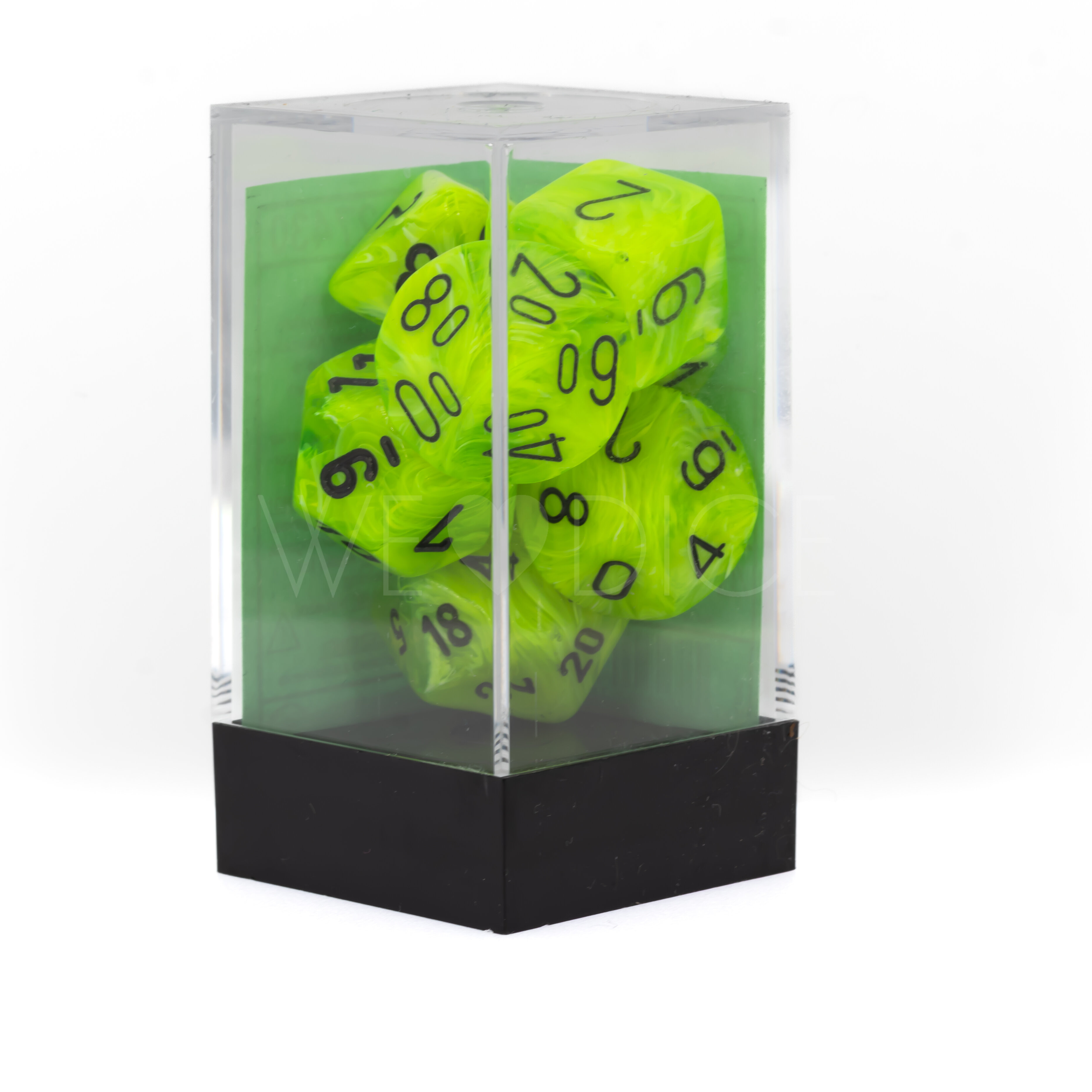 Vortex® Polyhedral Hellgrün / Schwarz 7-Würfel Set