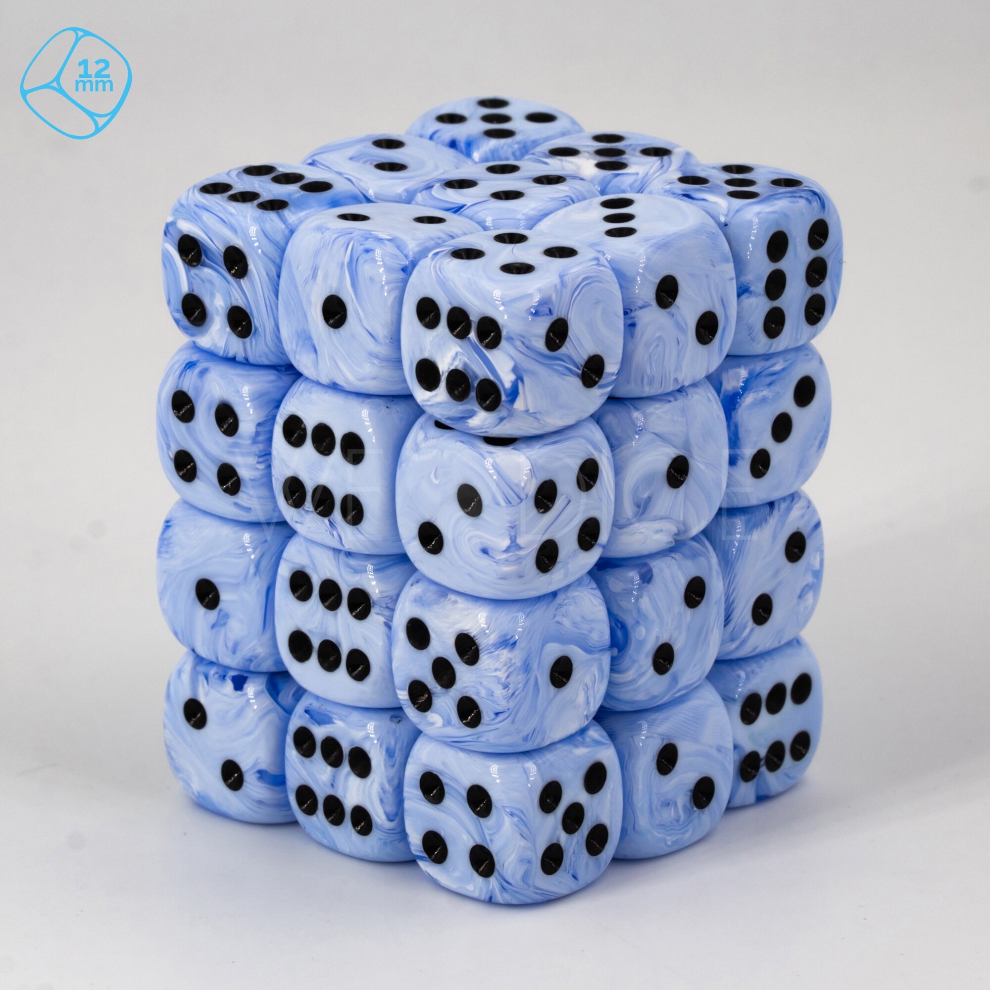 Ice Cream blau / schwarz 12mm W6 Set (36 Stück)