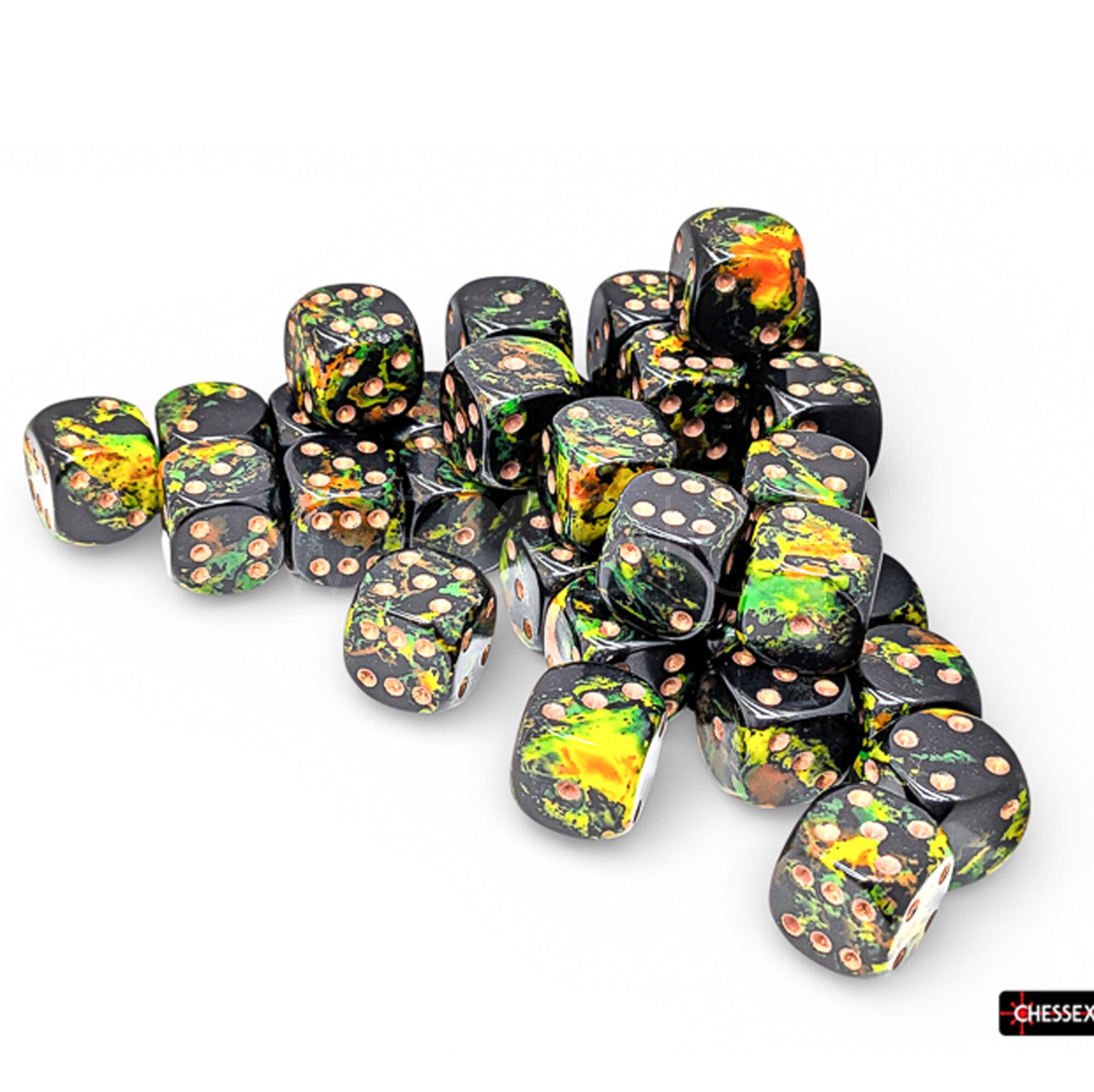 Brush™ Deep Forest™ / gold 12mm W6 Würfel Set (36 Würfel)