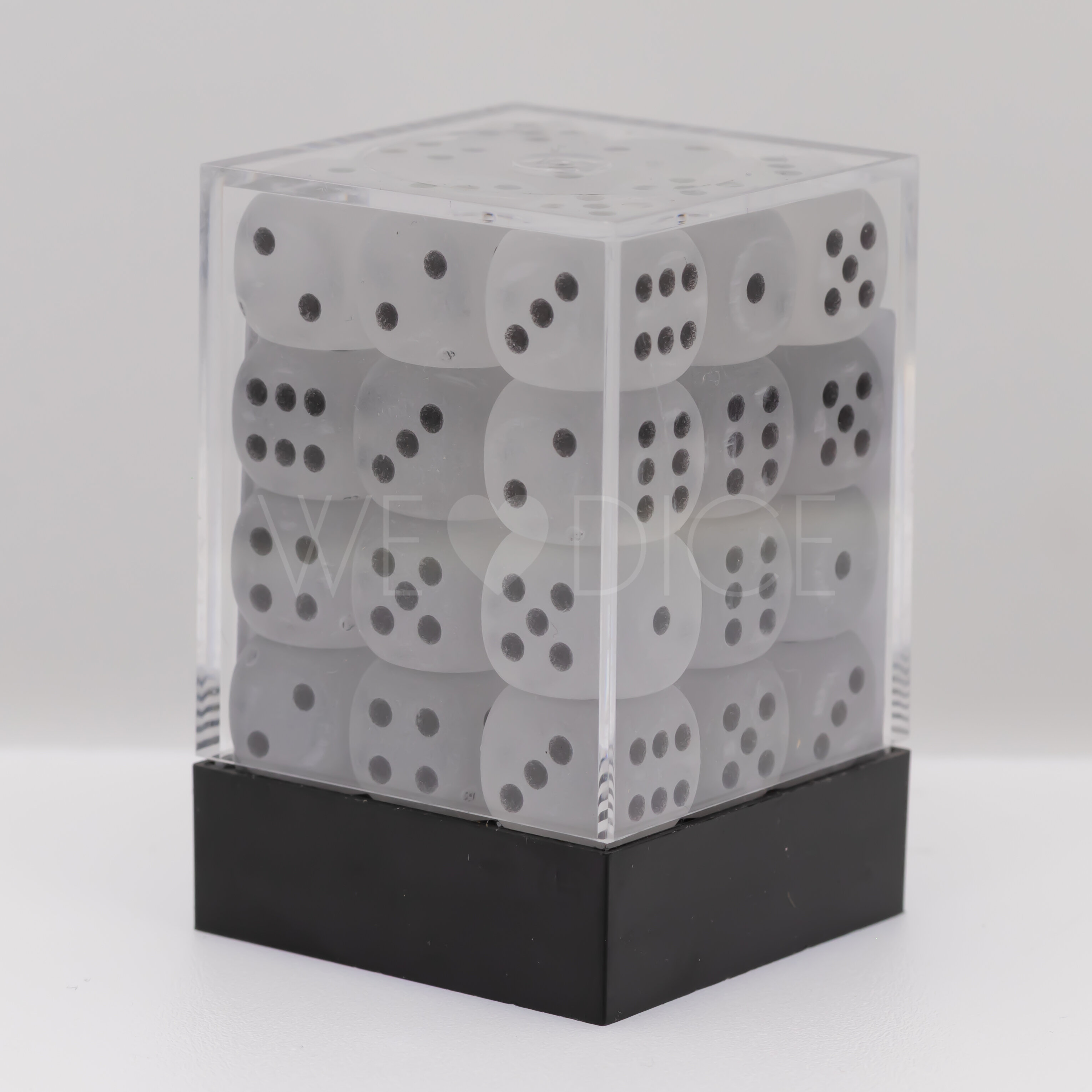 Frosted Clear / Schwarz 12mm W6 Würfel Set (36 Würfel)