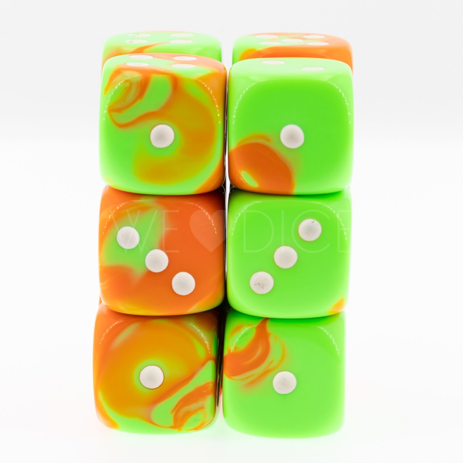 {effekt} neon orange - grün / weiss 18mm W6 Set (12 Stück)