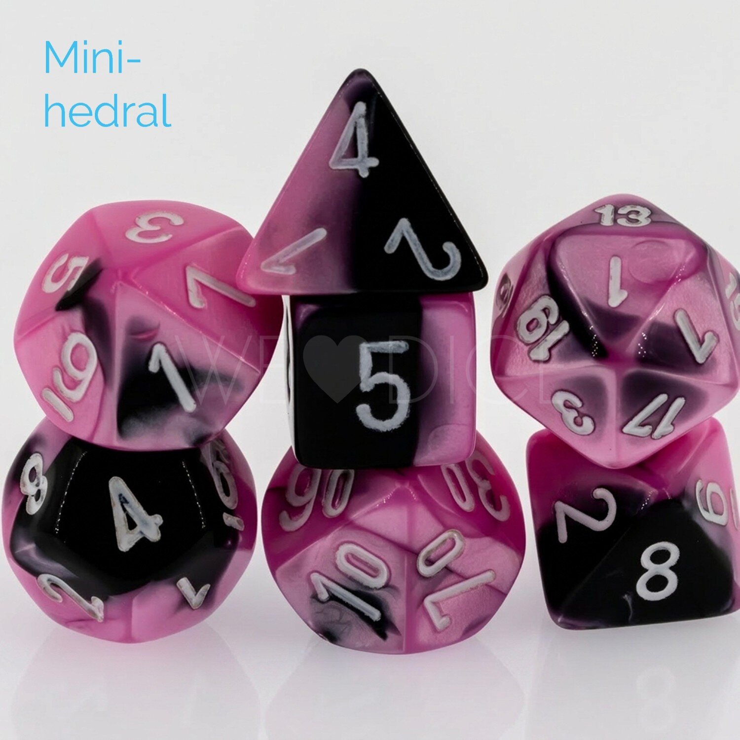 Gemini® Mini-hedral Polyhedral Black-Pink / white 7-DieSet