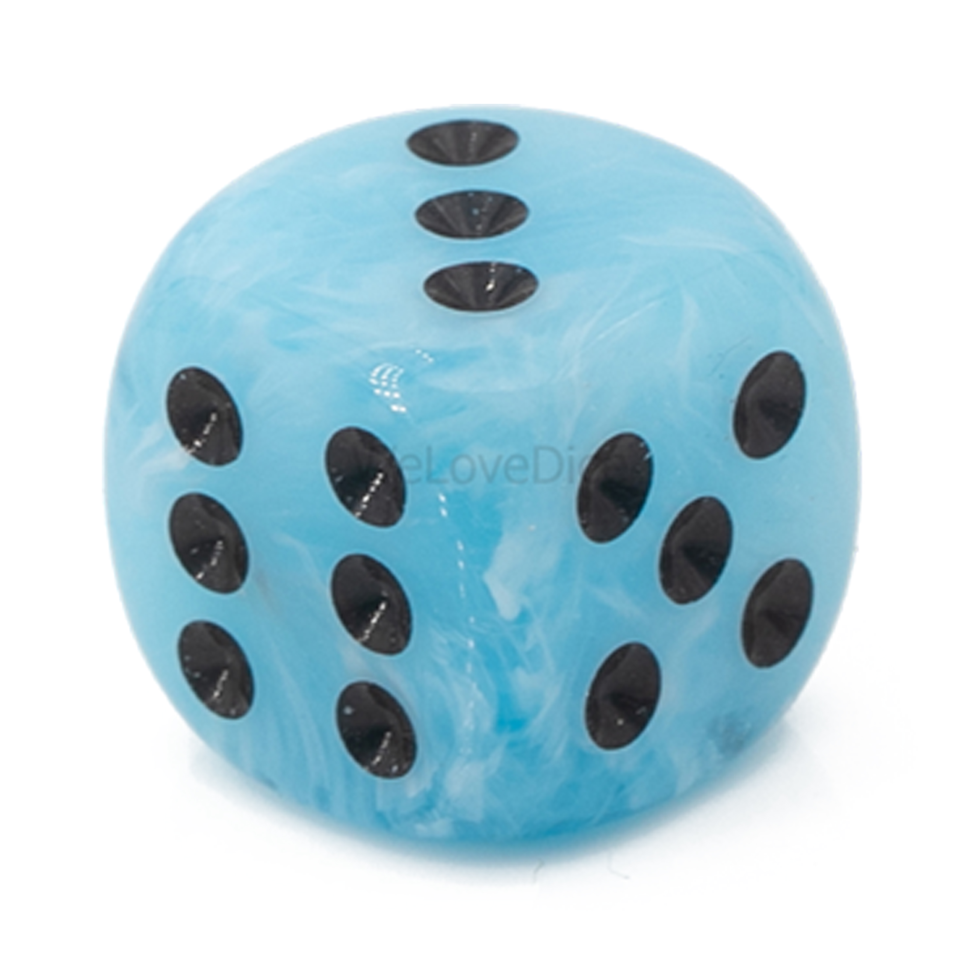 22mm W6 Würfel in himmelblau / schwarz