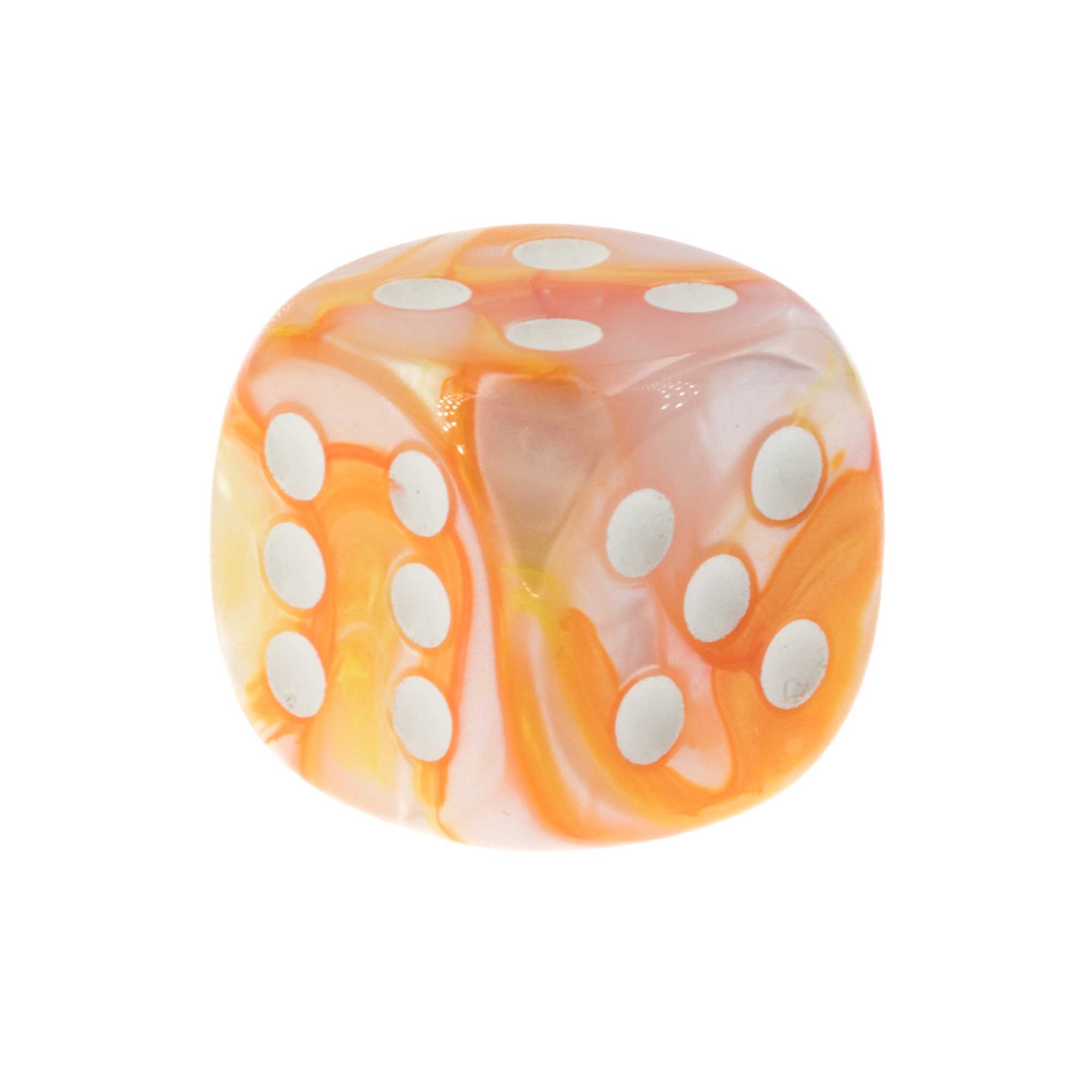 18mm  D6 Dice in silky orange / white Silk, Marbled