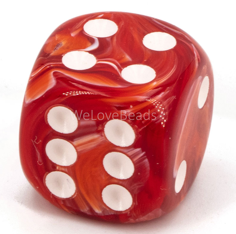 30mm W6 Würfel in rot / weiß