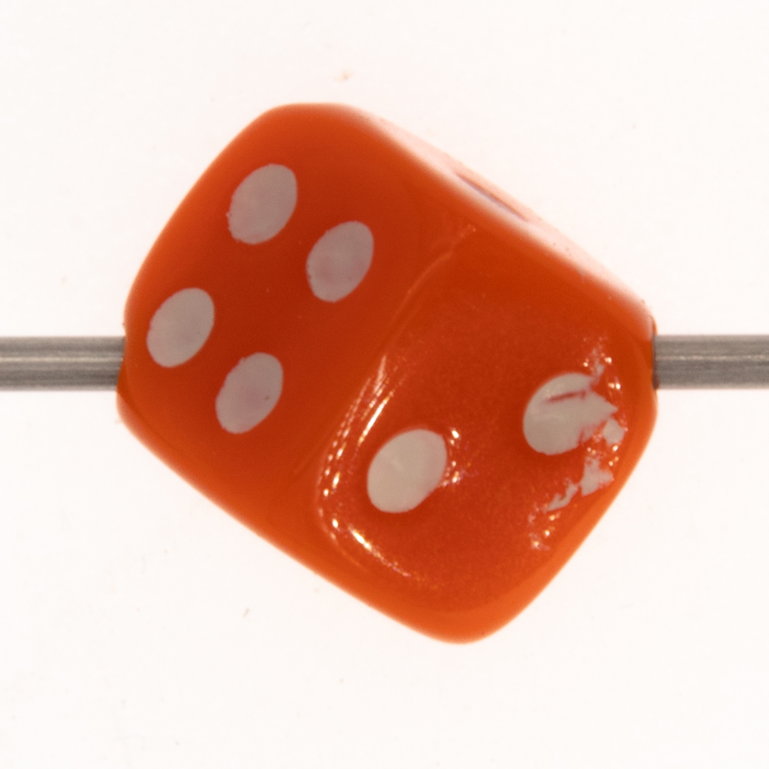  5mm Dice bead - orange Opaque, in