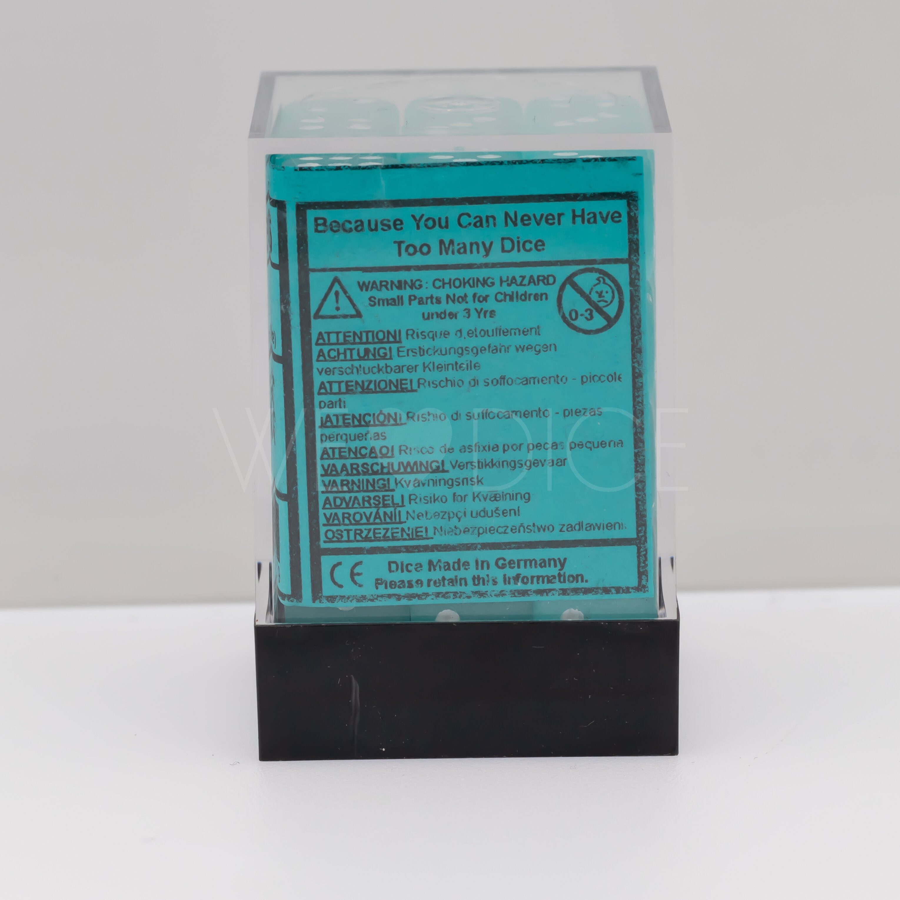 Frosted Blaugrün / Weiß 12mm W6 Würfel Set (36 Würfel)