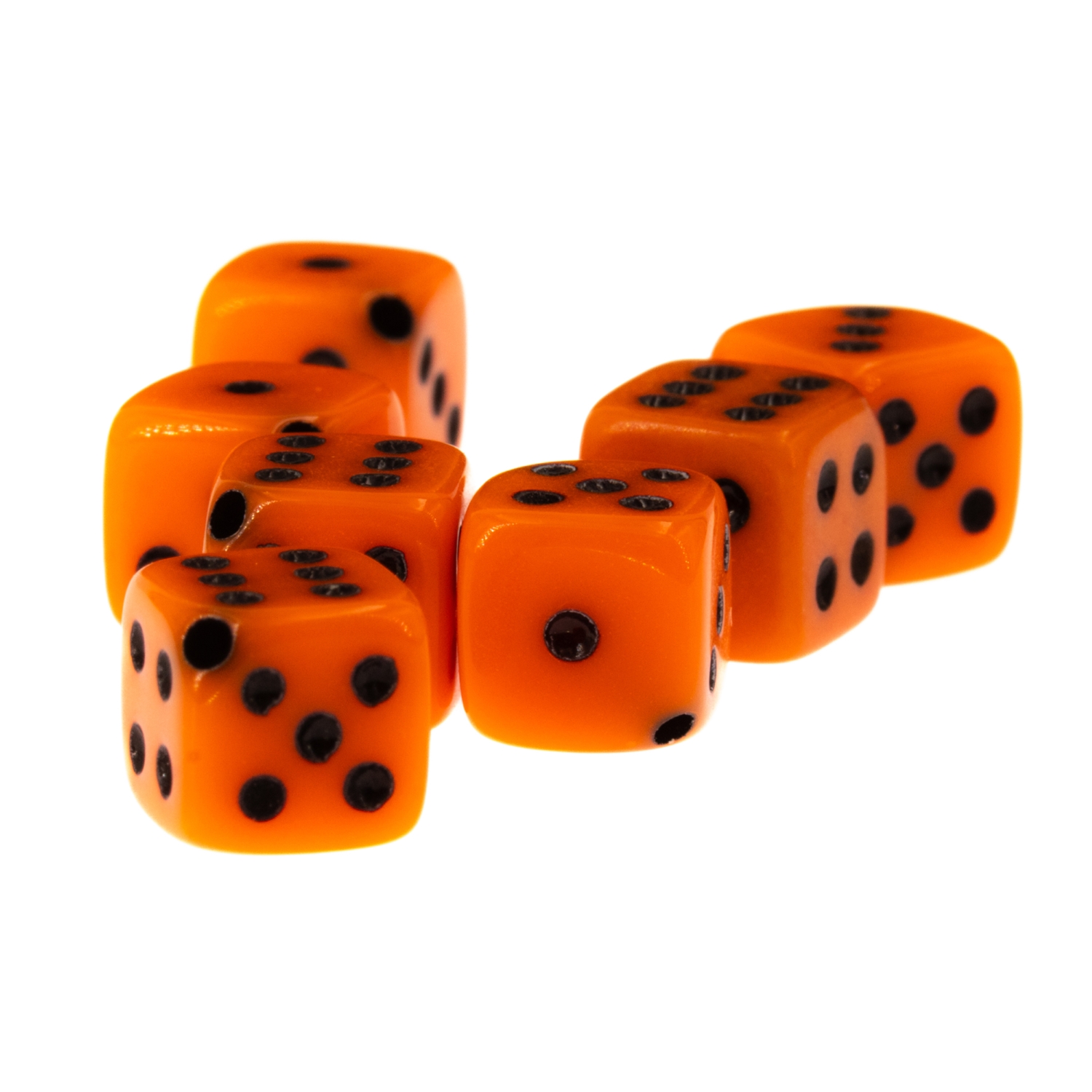  5mm Dice bead - orange / black Opaque, in