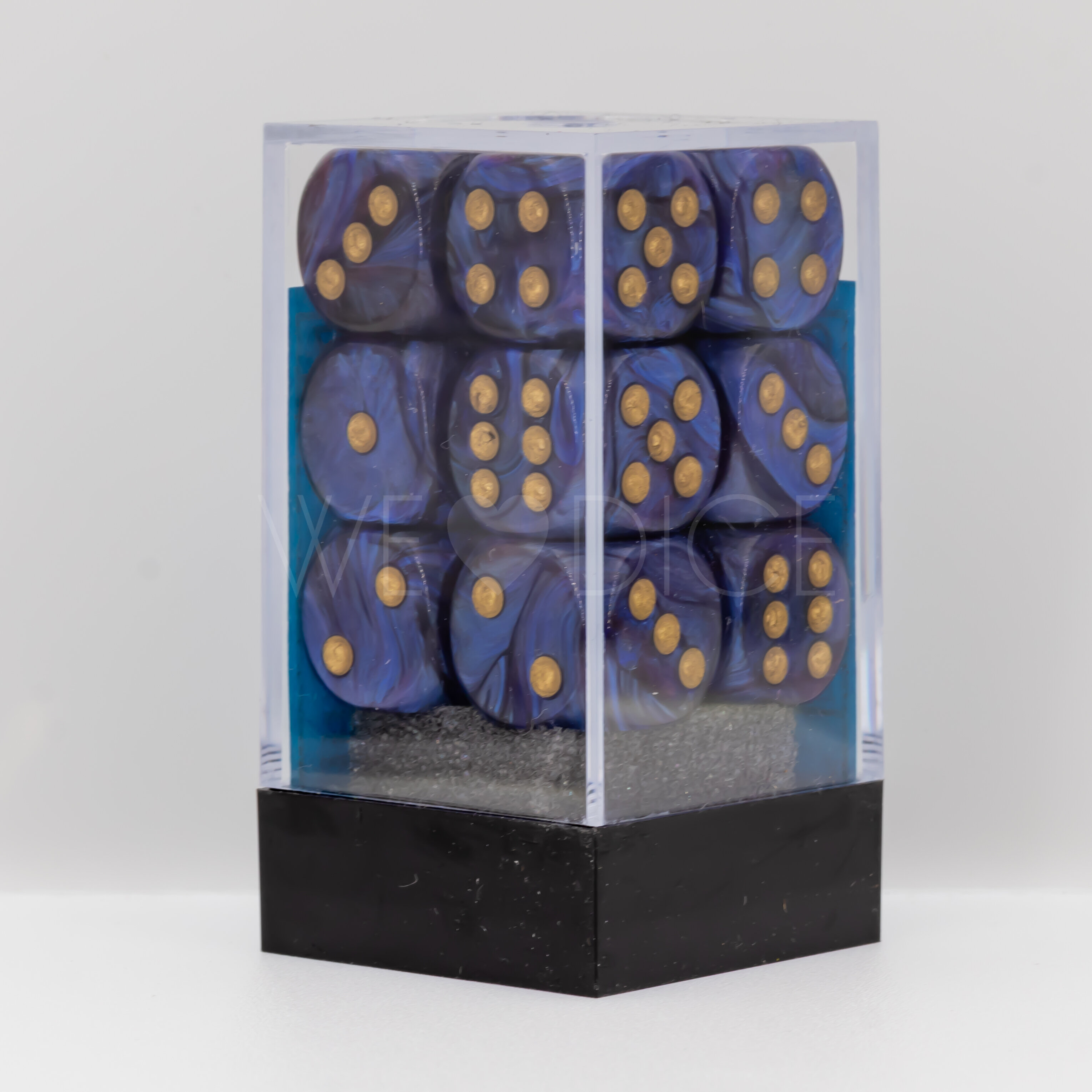 Scarab® Königsblau / Gold 16mm W6 Würfel Set (12 Würfel)