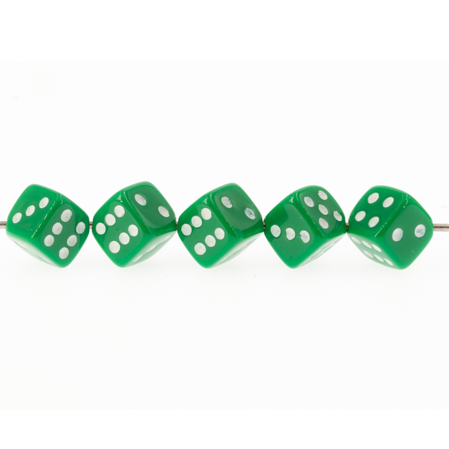8mm Würfelperle  - dunkelgrün / weiß  Satt,