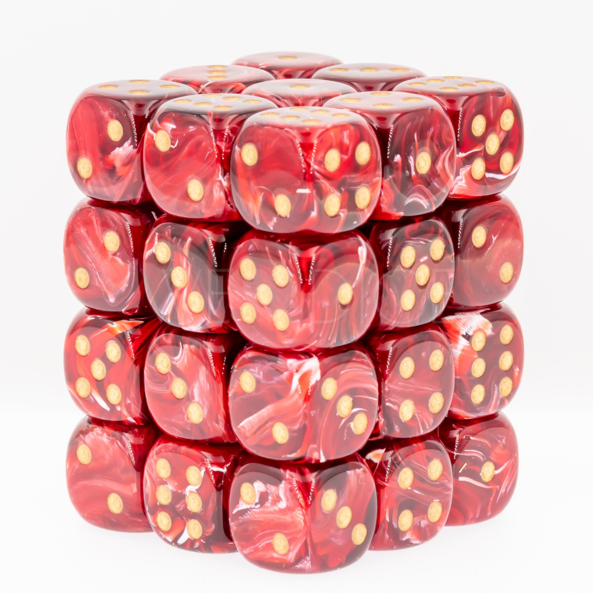 Vortex® Burgundy / Gold 12mm W6 Würfel Set (36 Würfel)
