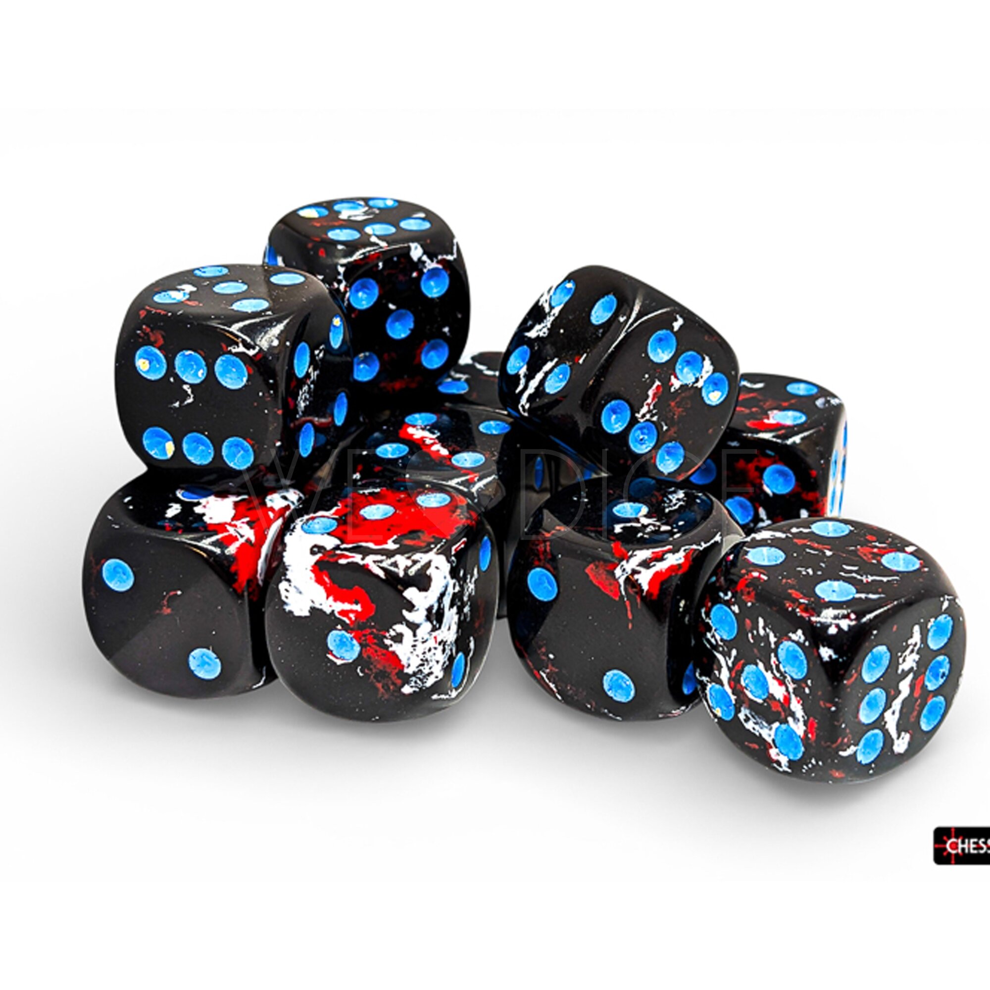 Brush™ Dark Side™ / blue 16mm W6 Würfel Set (12 Würfel)