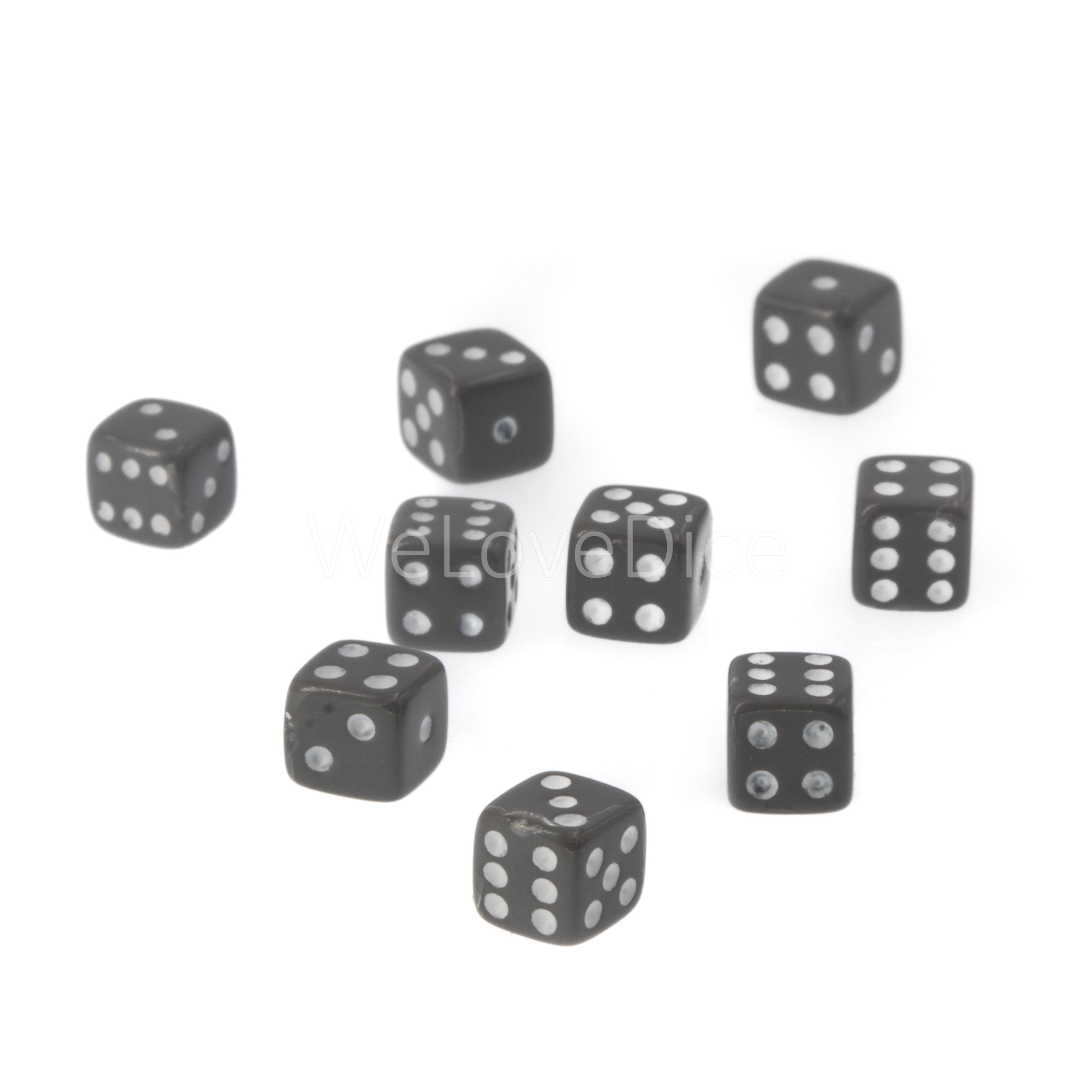 5mm  D6 Dice in grey / white Opaque
