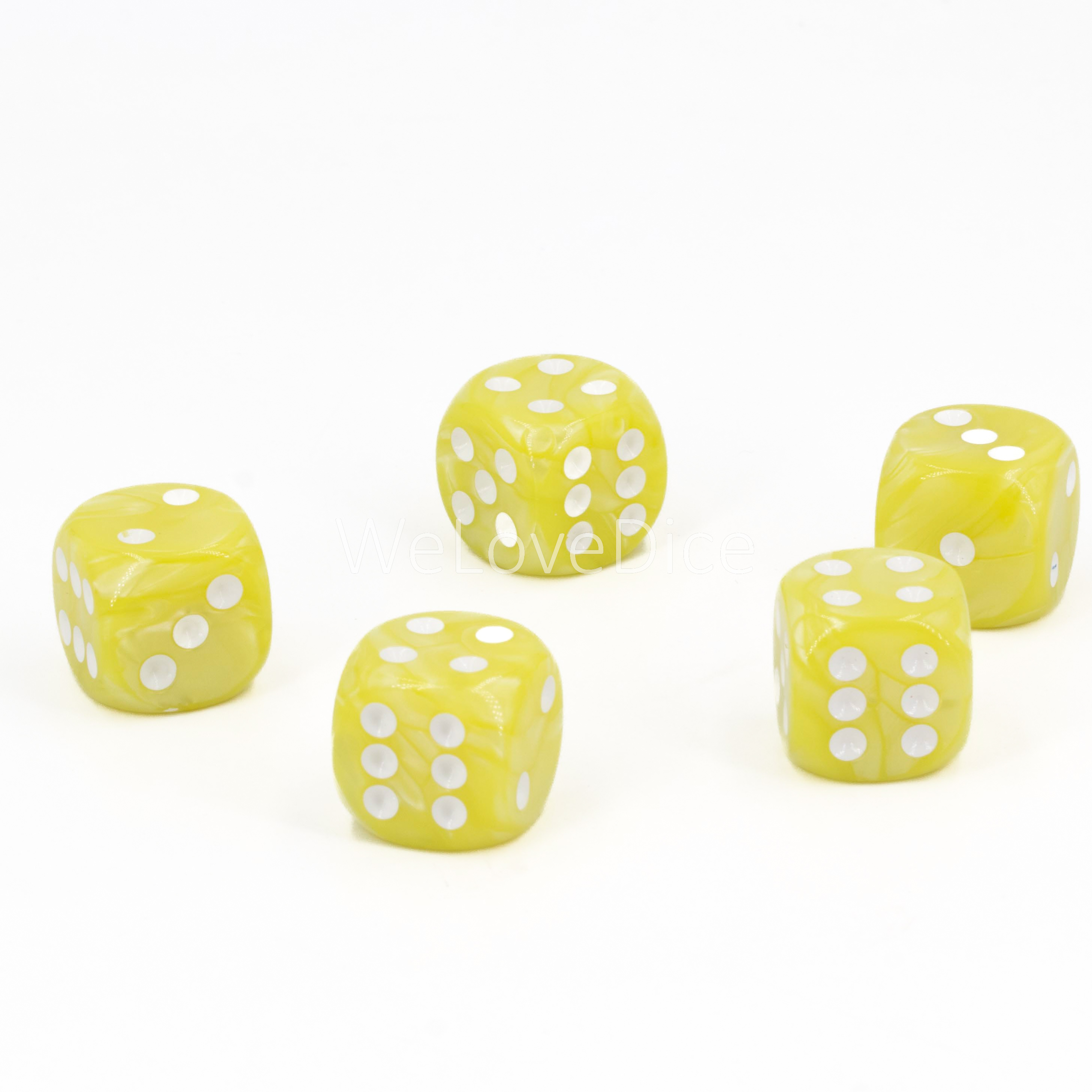 16mm W6 Würfel in lemon gelb / weiß