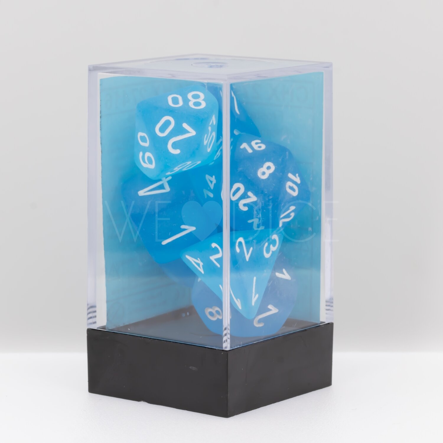 Frosted Polyhedral Karibikblau / Weiß 7-Würfel Set