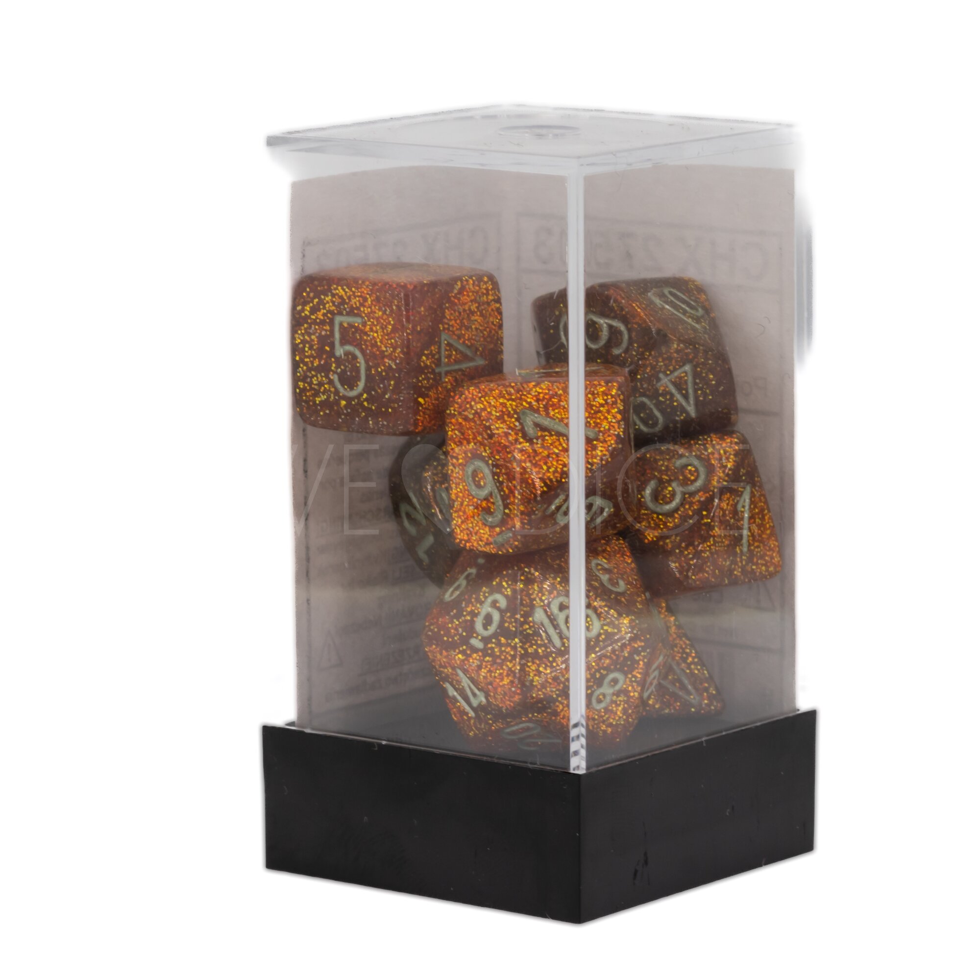 Glitter Polyhedral Gold / silber 7-Würfel Set