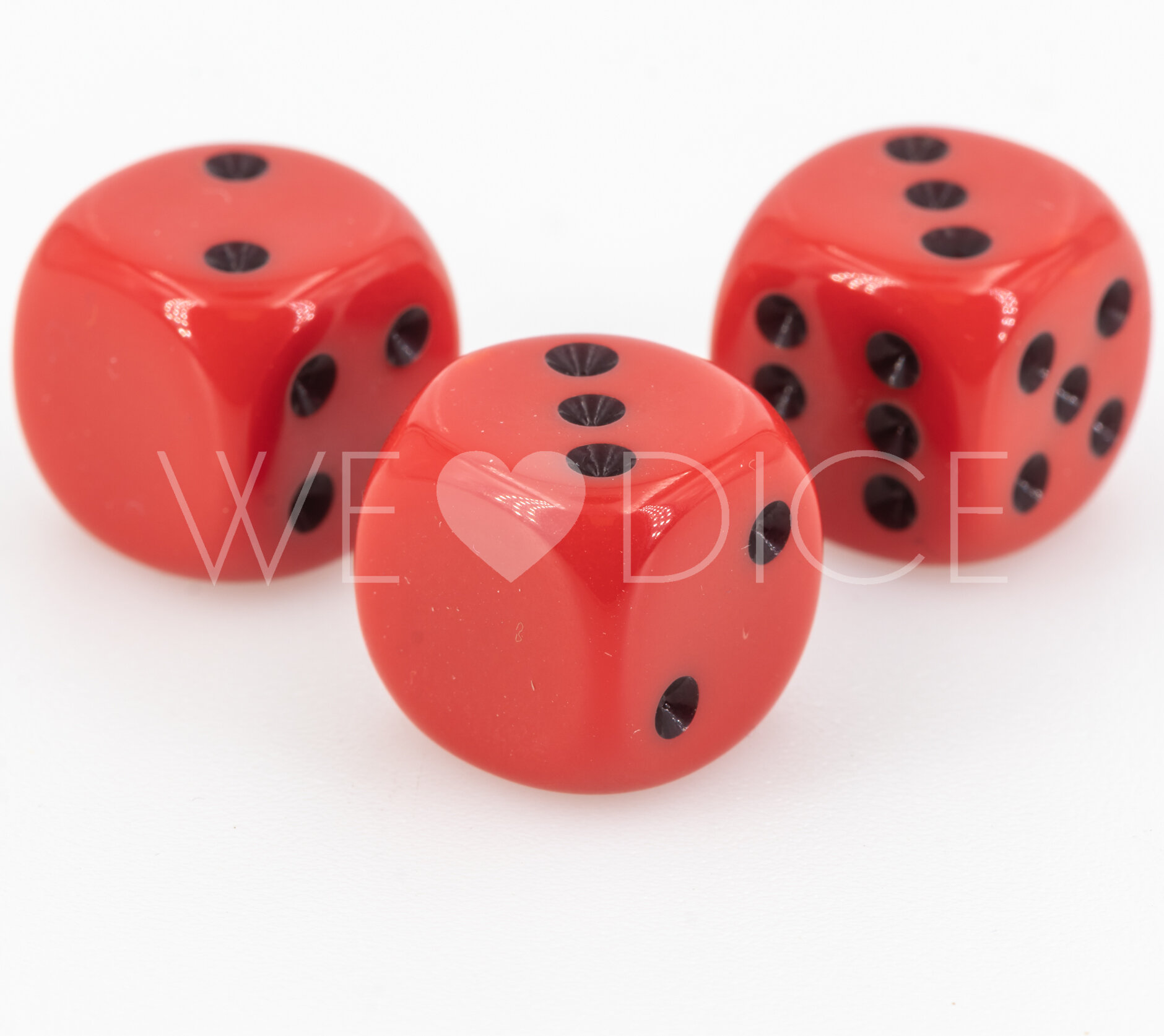 16mm Dice in red / black Opaque no "6"