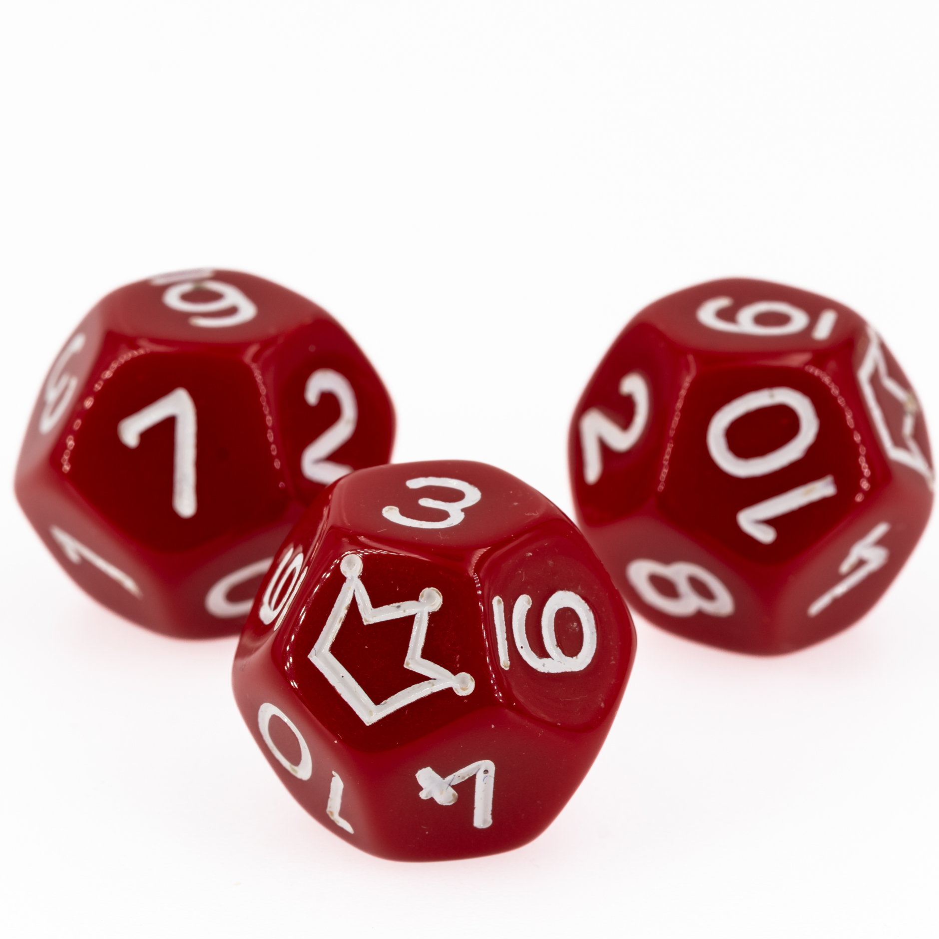 W12 Würfel 1-10 & Stern rot / weiß satt