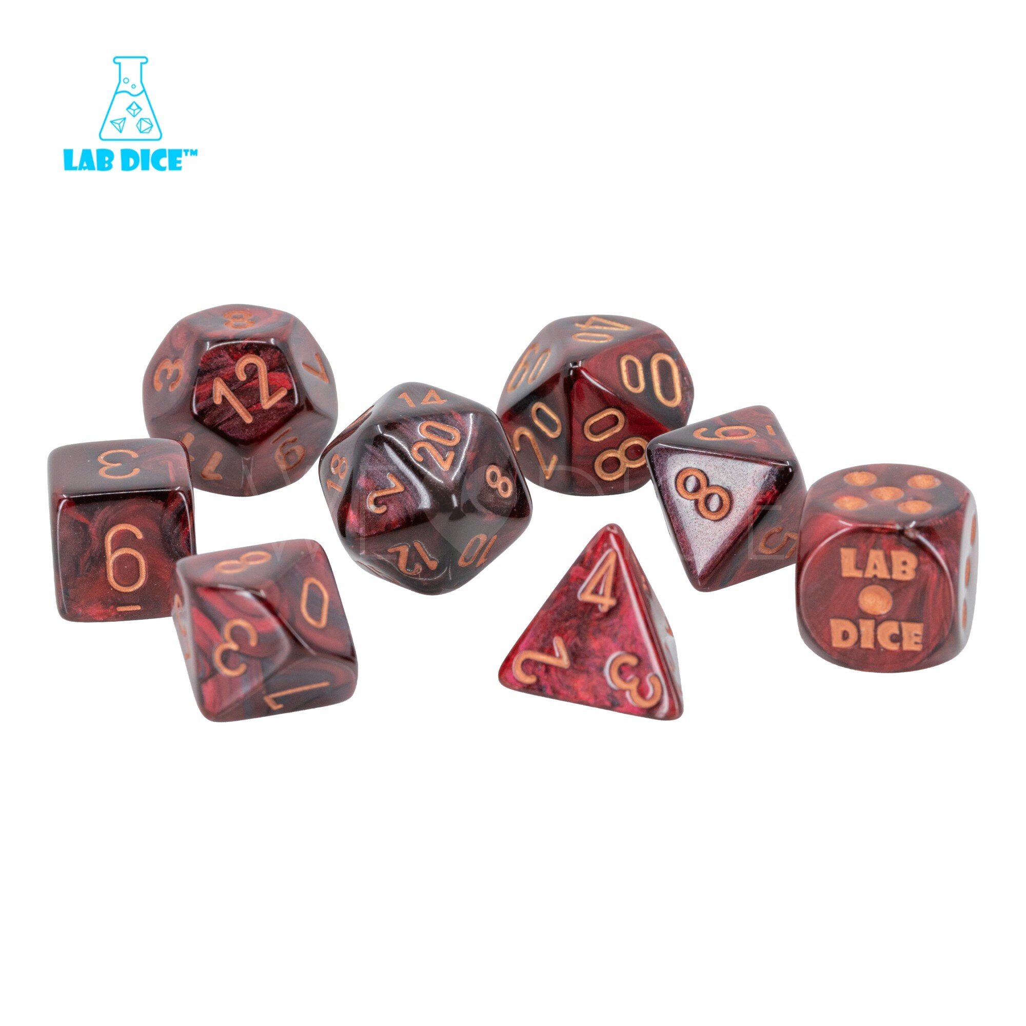 LabDice Lustrous  Gothic / copper  Set 8 Stück