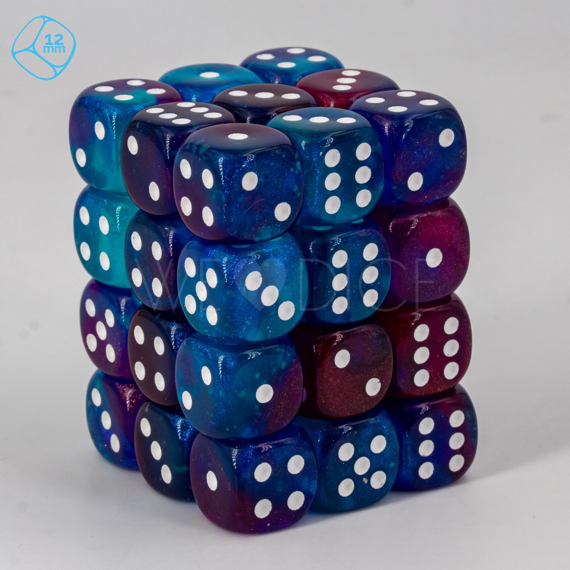 2Ton Magenta-cyan / weiss 12mm W6 Set (36 Stück)