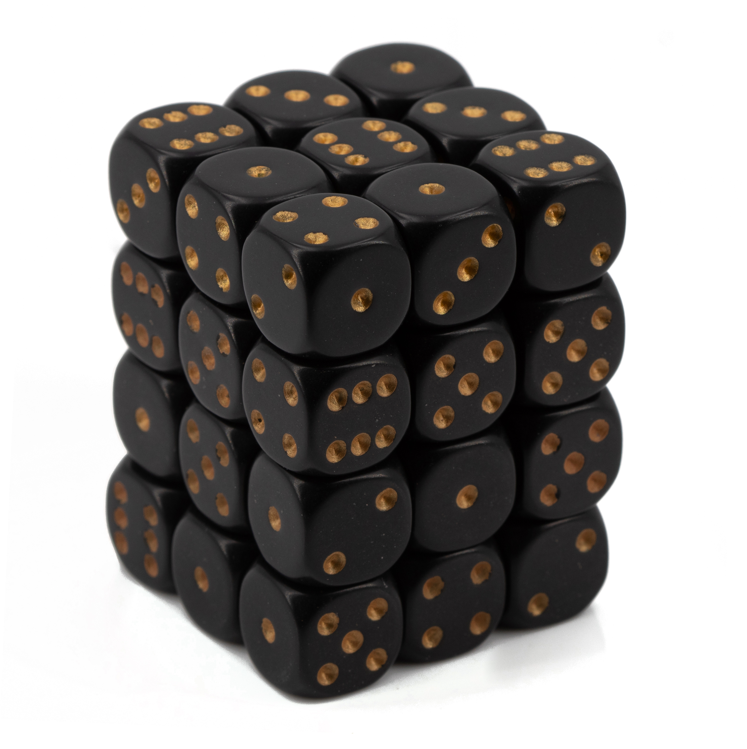Satt schwarz / gold 12mm W6 Würfel Set (36 Würfel)