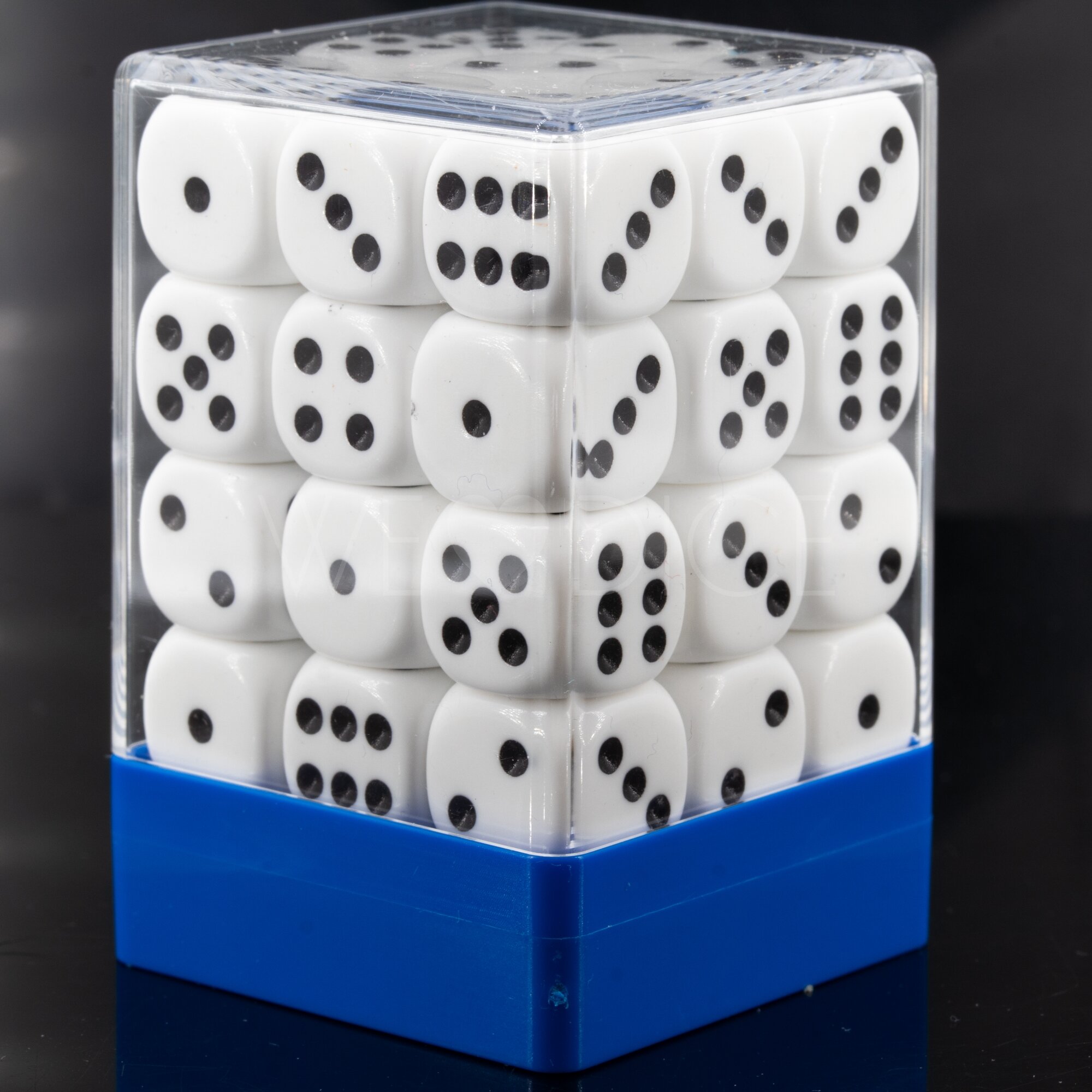Opaque white / black 12mm D6 Dice Set  (36Pcs)