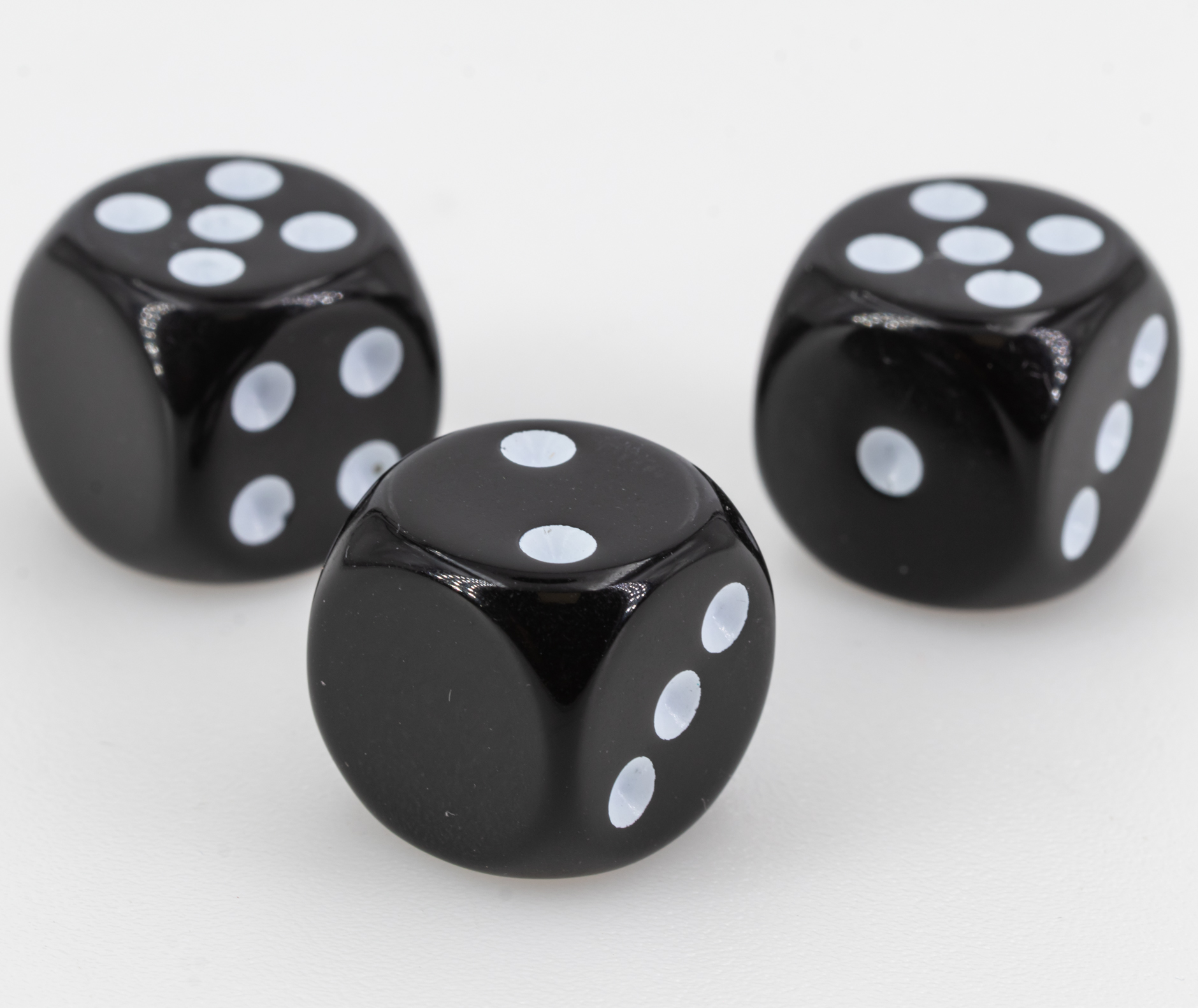 16mm Dice in black Opaque no "6"