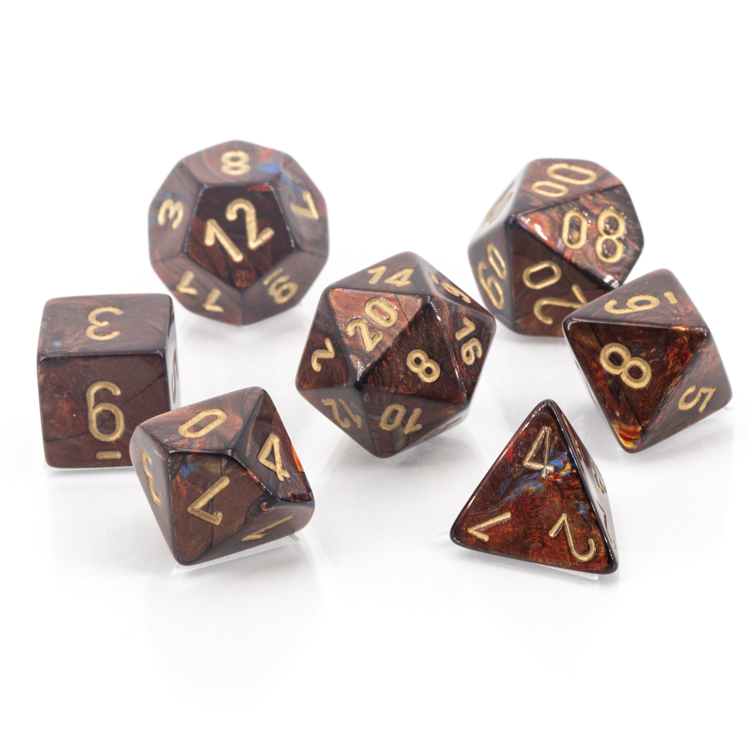 Scarab® Polyhedral Blue Blood / Gold 7-Würfel Set