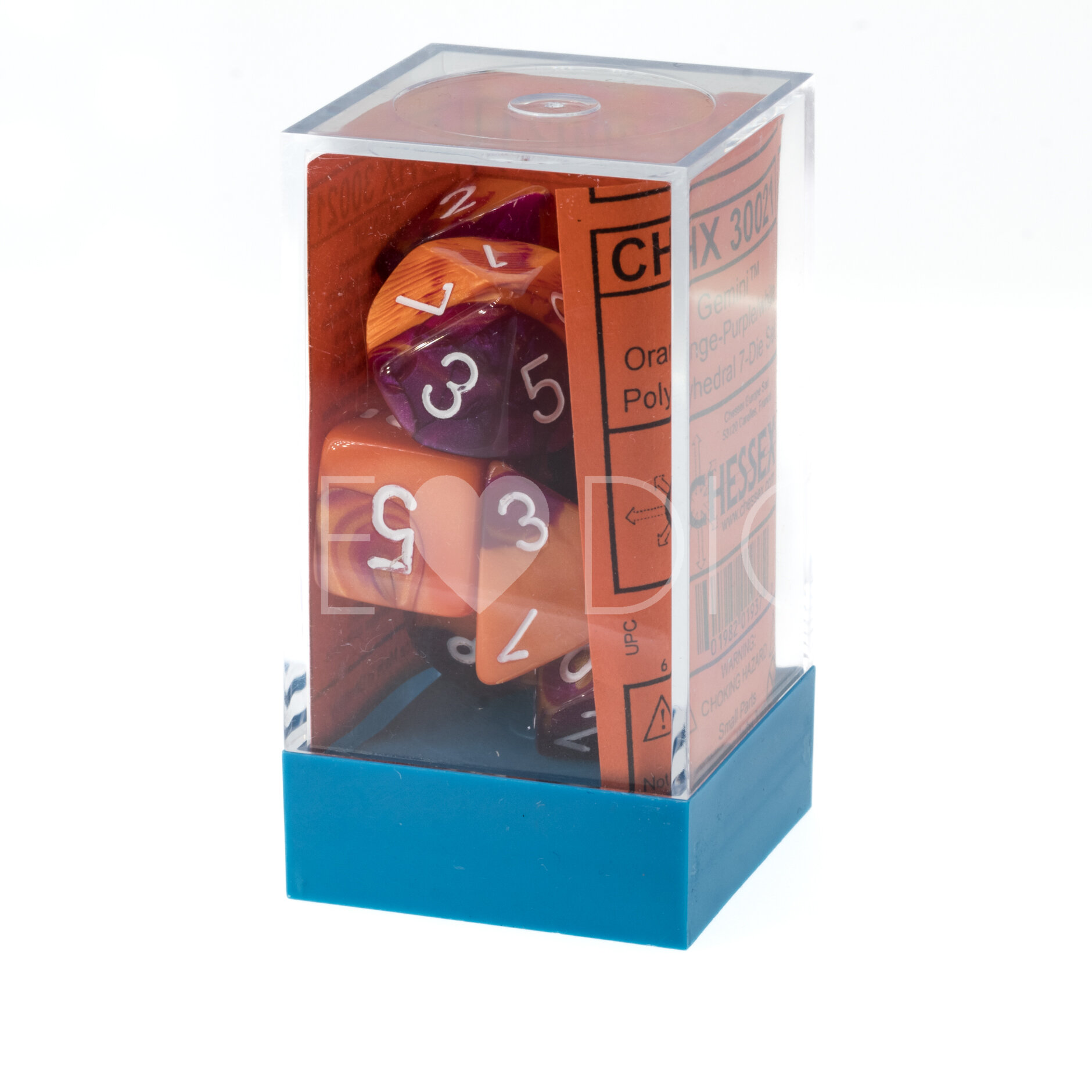 LabDice Gemini® Orange-Purple/white  Set 7 Stück