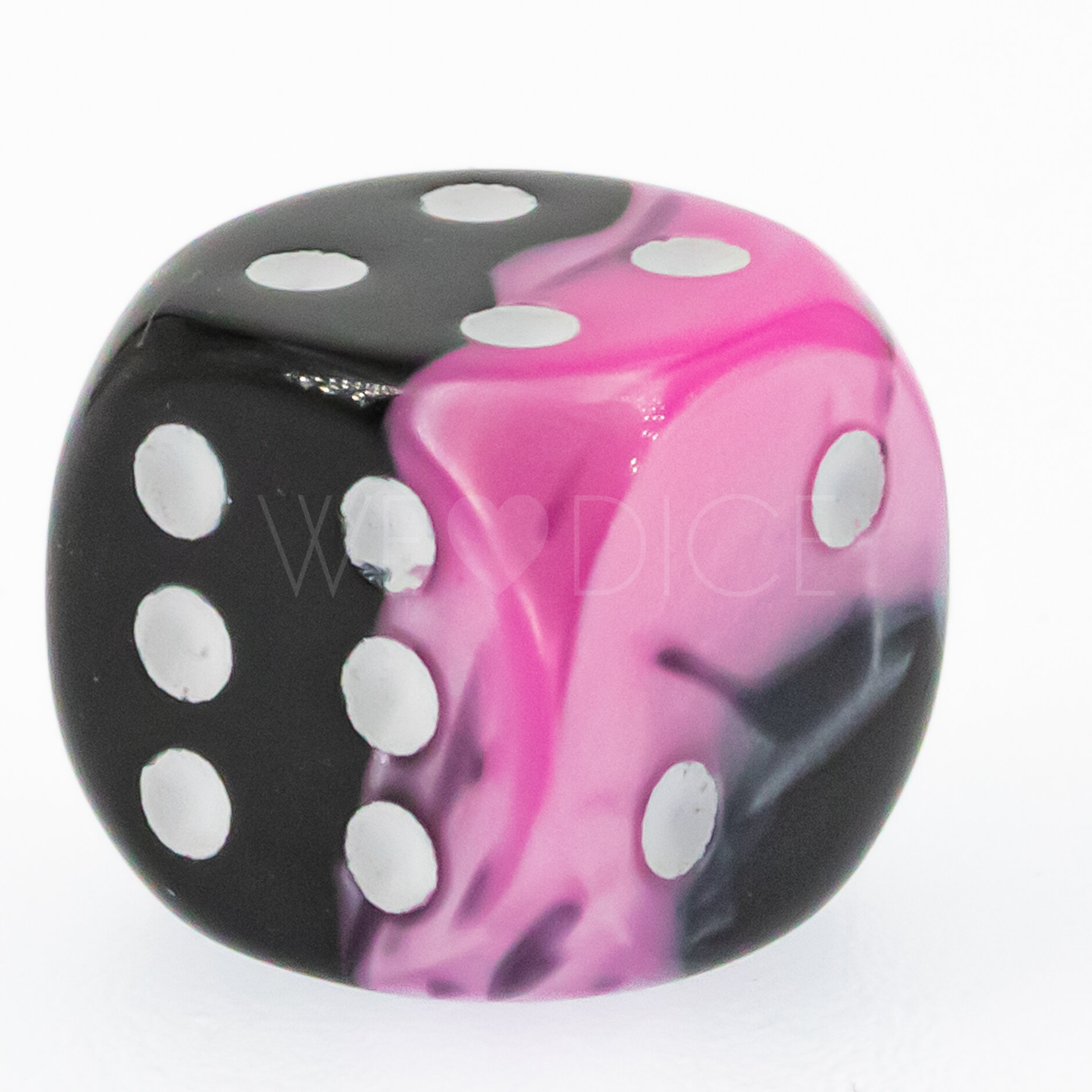 Gemini® Black-Pink / white 12mm D6 dice w/pips (1 piece)